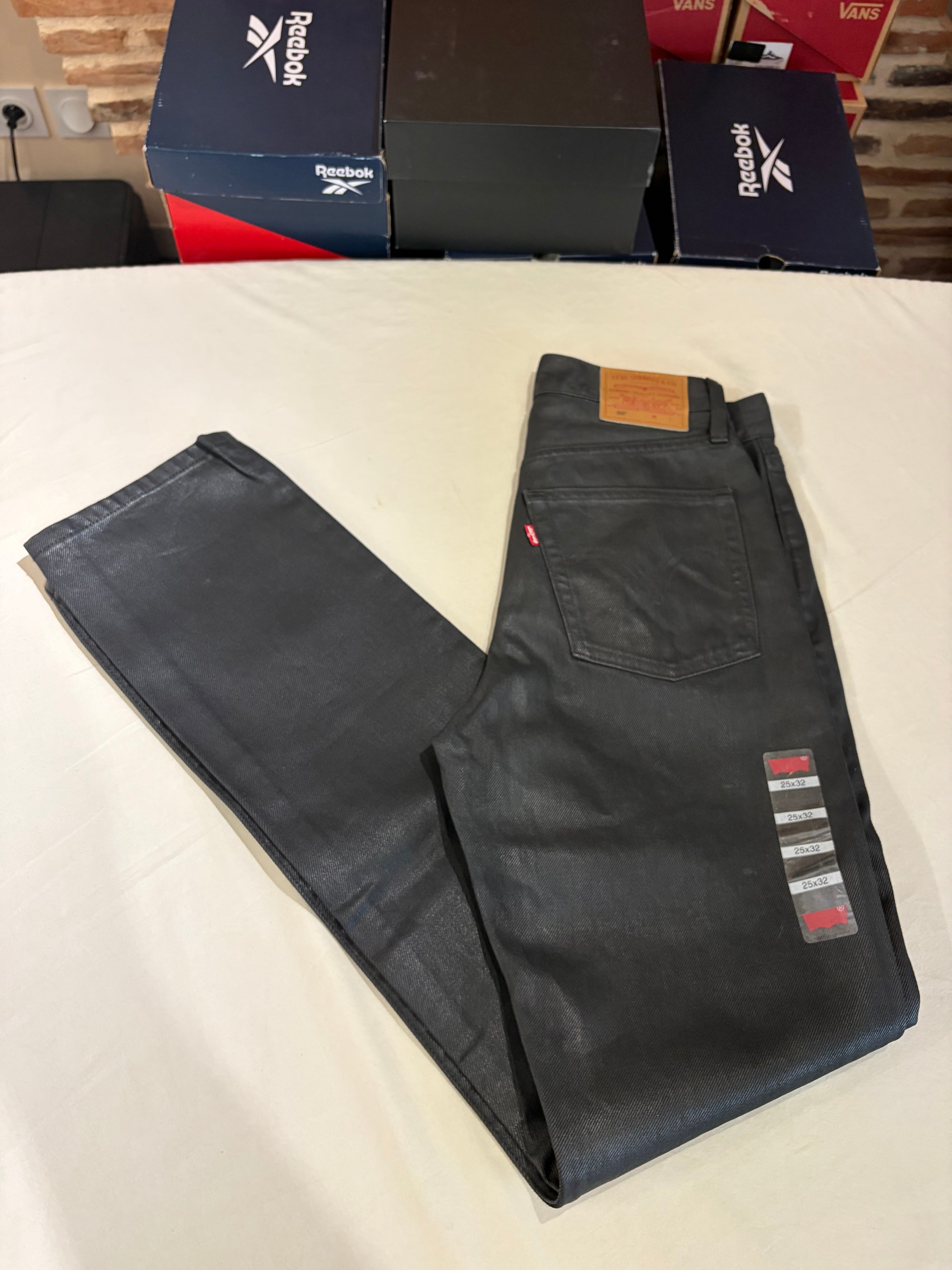 Levi's 501 Original Femme Neuf - Jean Enduit Gris Anthracite Taille 25x32