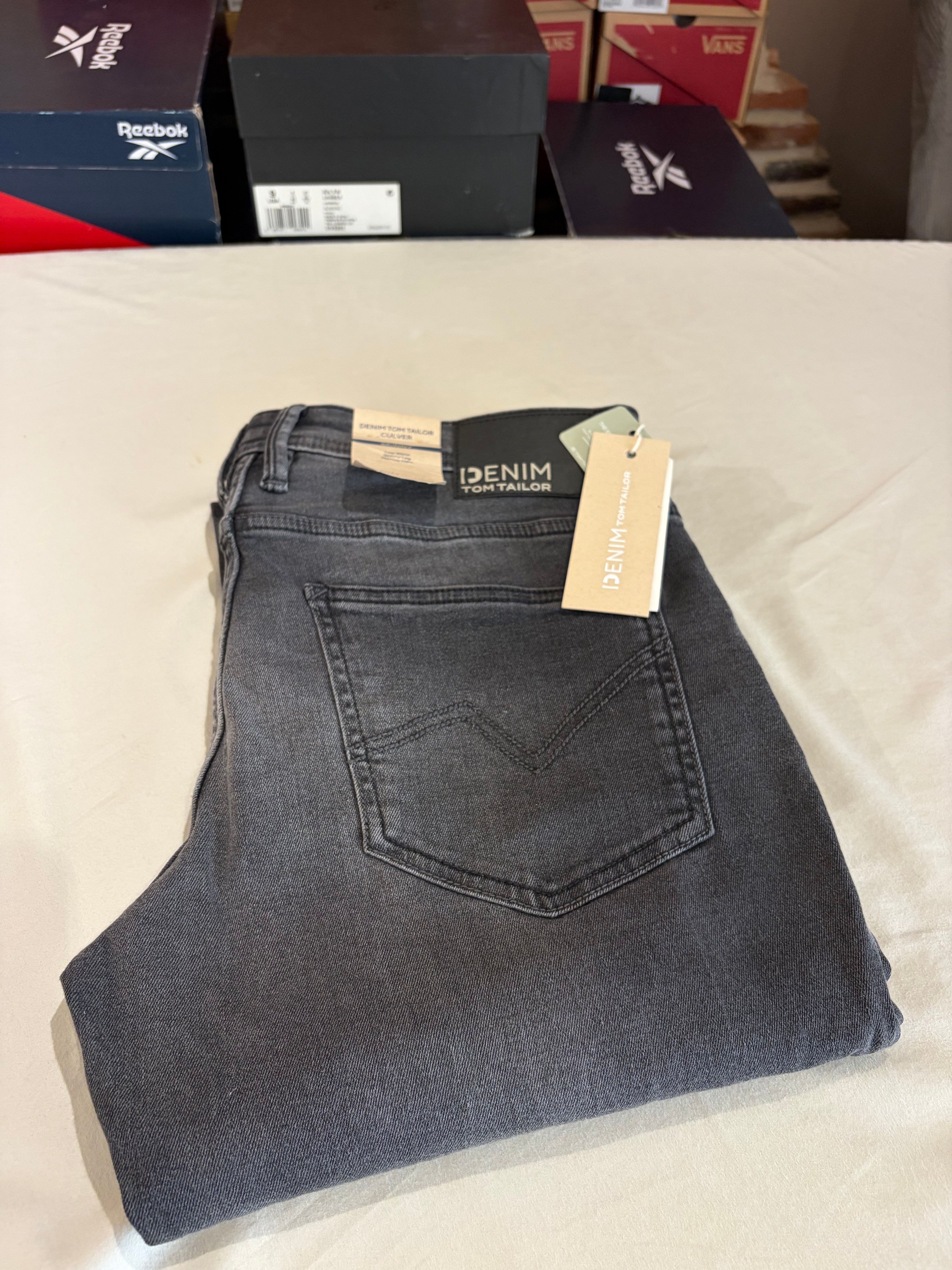 Jean Tom Tailor CULVER Skinny Stretch Homme Gris Délavé 34/34 Neuf avec Étiquettes