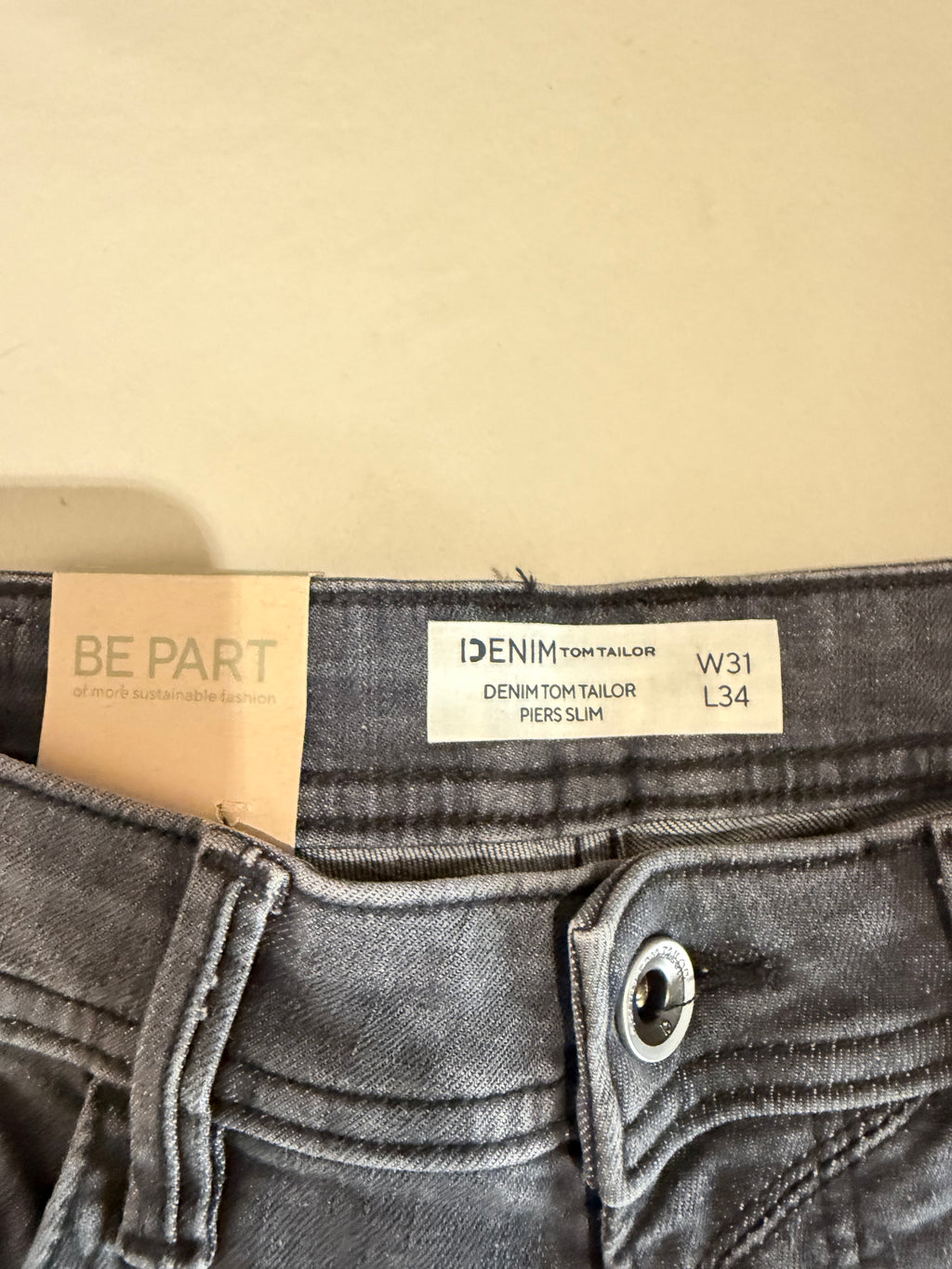 Jean Tom Tailor PIERS Slim Stretch Homme Gris 31/34 Neuf avec Étiquettes
