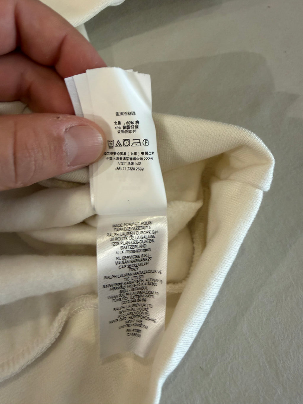 Sweat à capuche Polo Ralph Lauren blanc cassé brodé – Homme – Taille XL