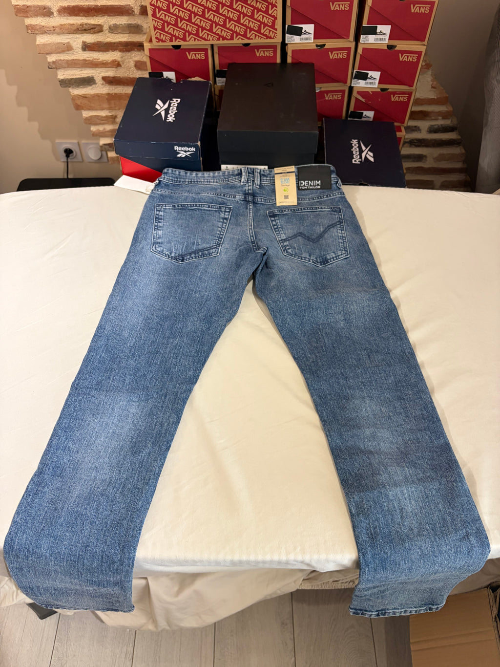Tom Tailor Denim PIERS Jean Homme Slim Bleu Clair 30/34 Neuf avec Étiquettes