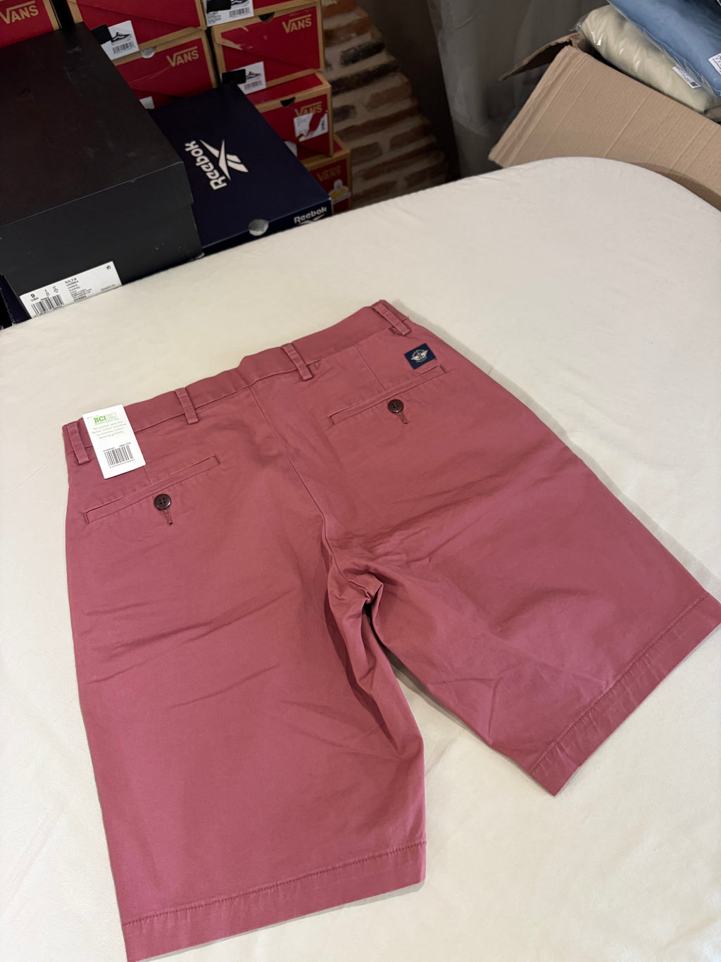 Short Chino Dockers Alpha Khakis Supreme Flex Rose Vieux Homme W29 Neuf avec Étiquette