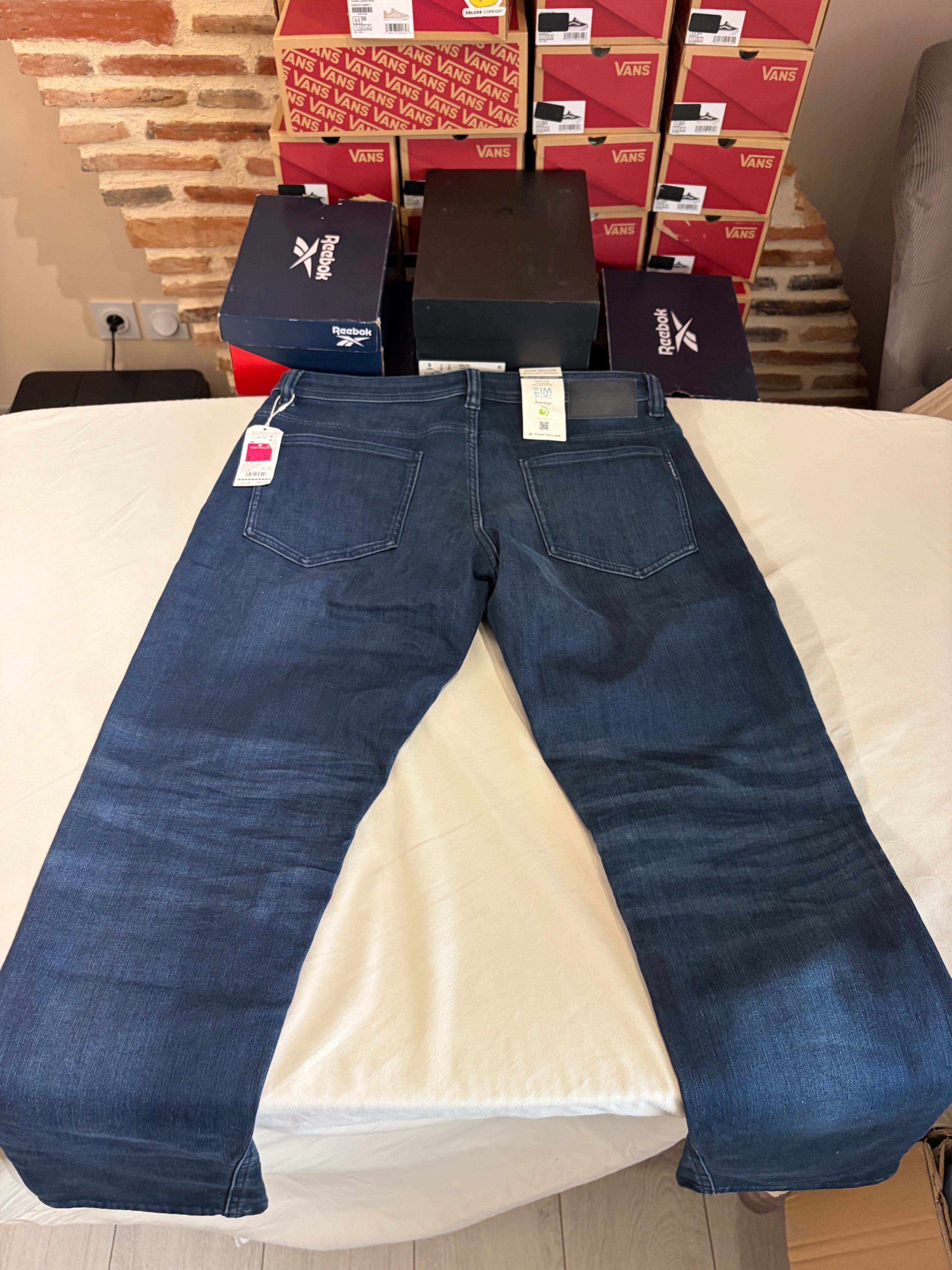 Jean Tom Tailor Regular Tapered Thermolite EcoMade Homme Bleu Denim W36 L32 Neuf