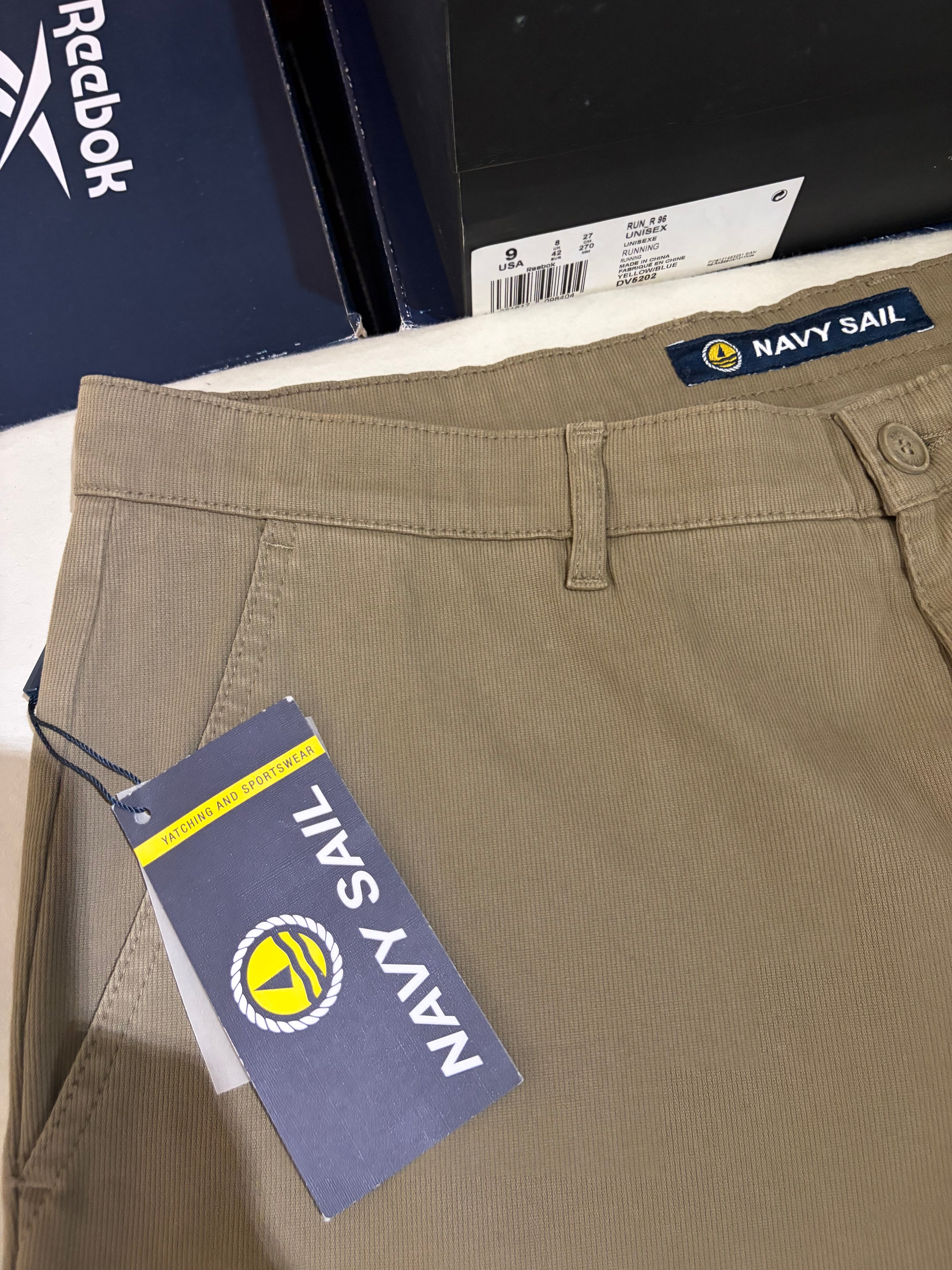 Pantalon Chino Navy Sail Beige Sable Homme W33 Neuf avec étiquette