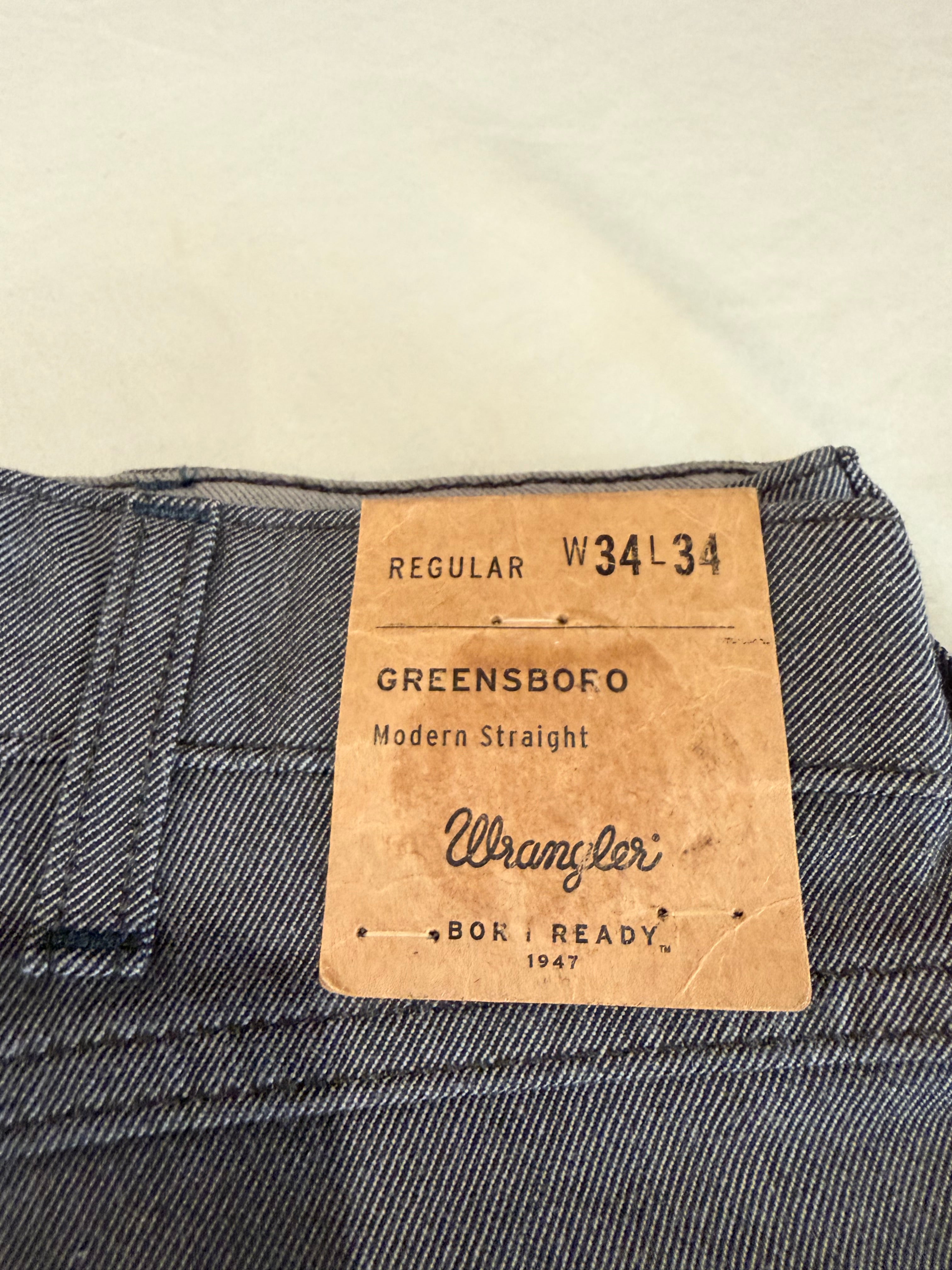 Jean Wrangler Greensboro Modern Straight Homme Gris W34 L34 Neuf