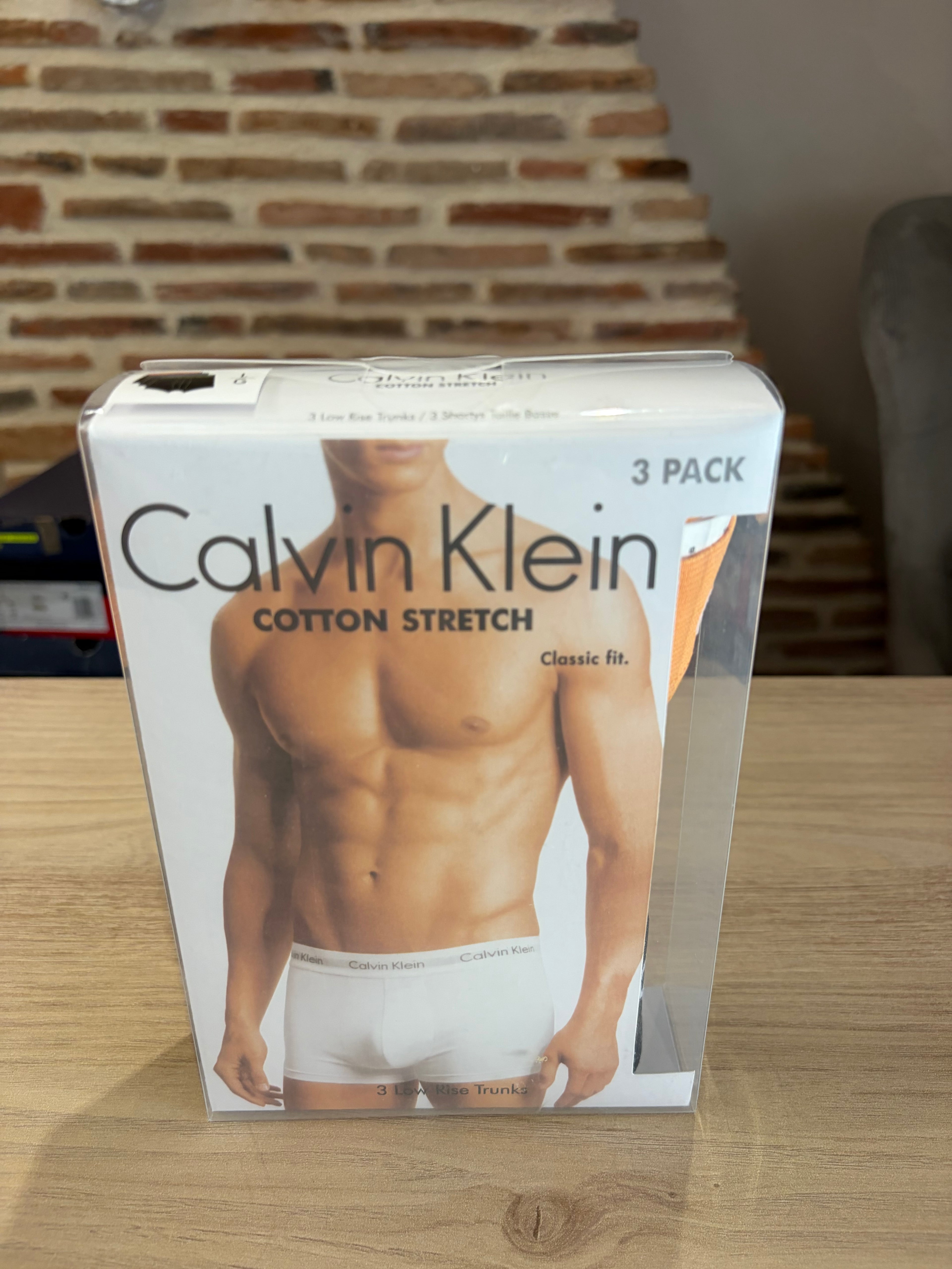 Calvin Klein Cotton Stretch 3 Pack Boxer Homme Noir Orange Bleu Taille L Neuf