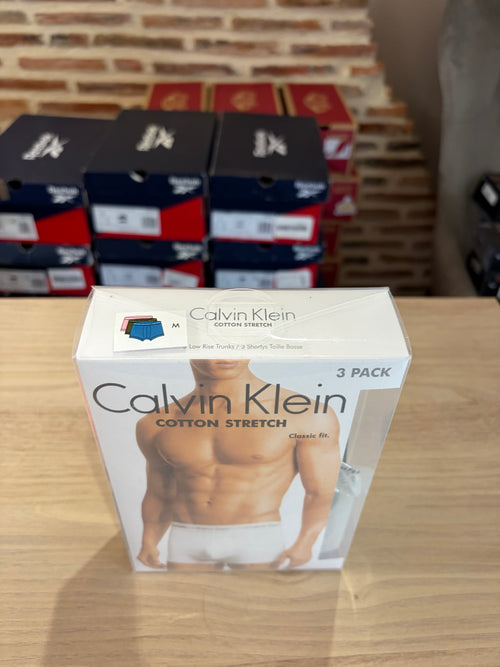 Calvin Klein Cotton Stretch 3 Pack Boxers Homme Rose Noir Bleu Taille M Neuf