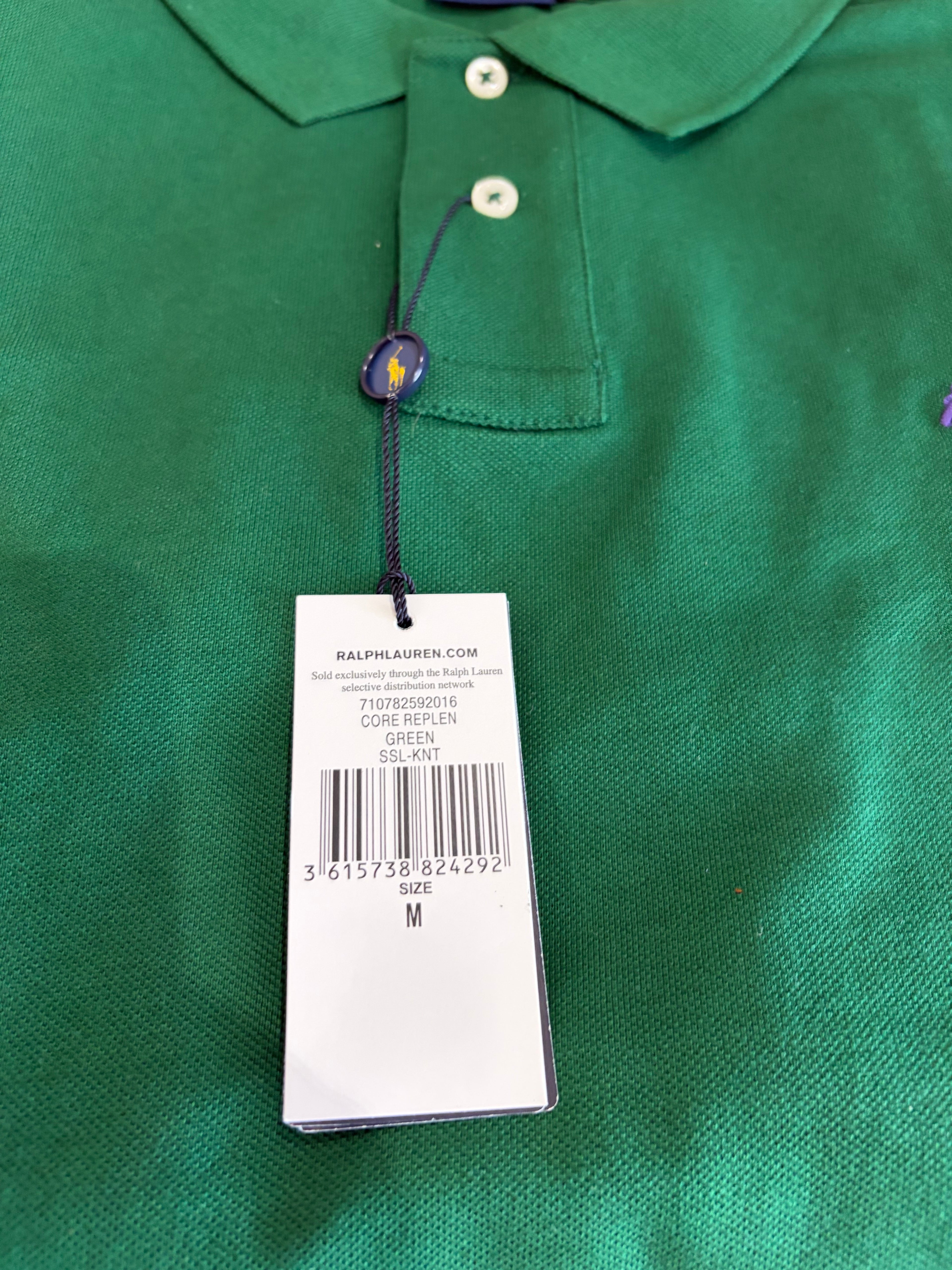 Polo Ralph Lauren Custom Slim Fit Vert Logo Violet Homme Taille M – Neuf avec étiquette