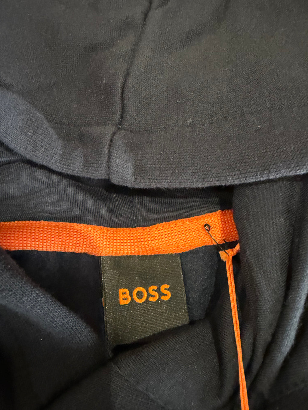 BOSS Sweat à capuche homme bleu marine logo patch – Taille L – Neuf avec étiquette
