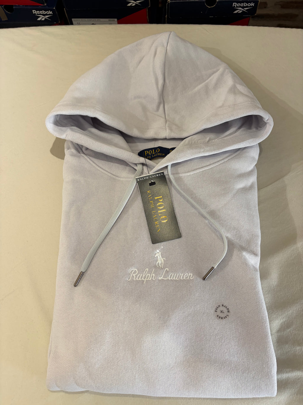 Sweat à capuche Polo Ralph Lauren Logo Double-Knit Gris Perle Homme Taille XL