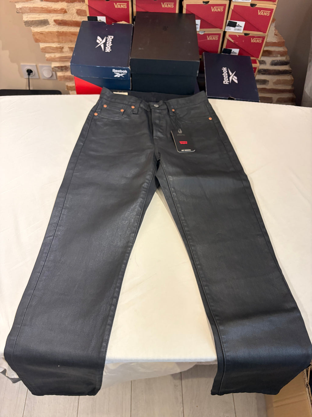 Levi's 501 Original Femme Neuf - Jean Enduit Gris Anthracite Taille 25x32