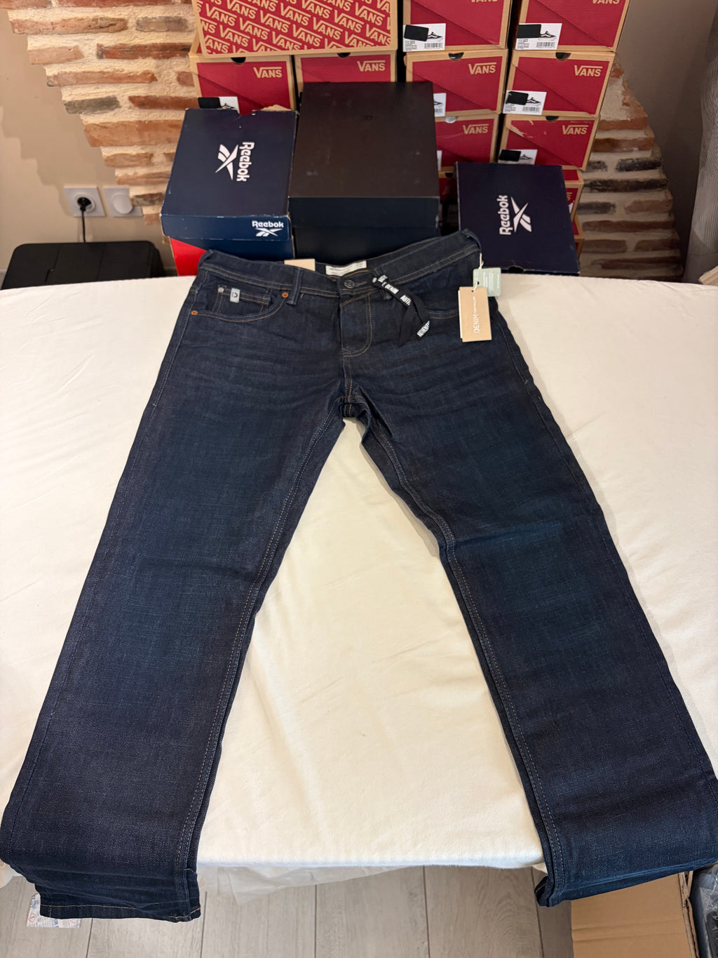 Jean Tom Tailor AEDAN Straight Homme Bleu Denim Brut 30/32 Neuf avec Étiquettes