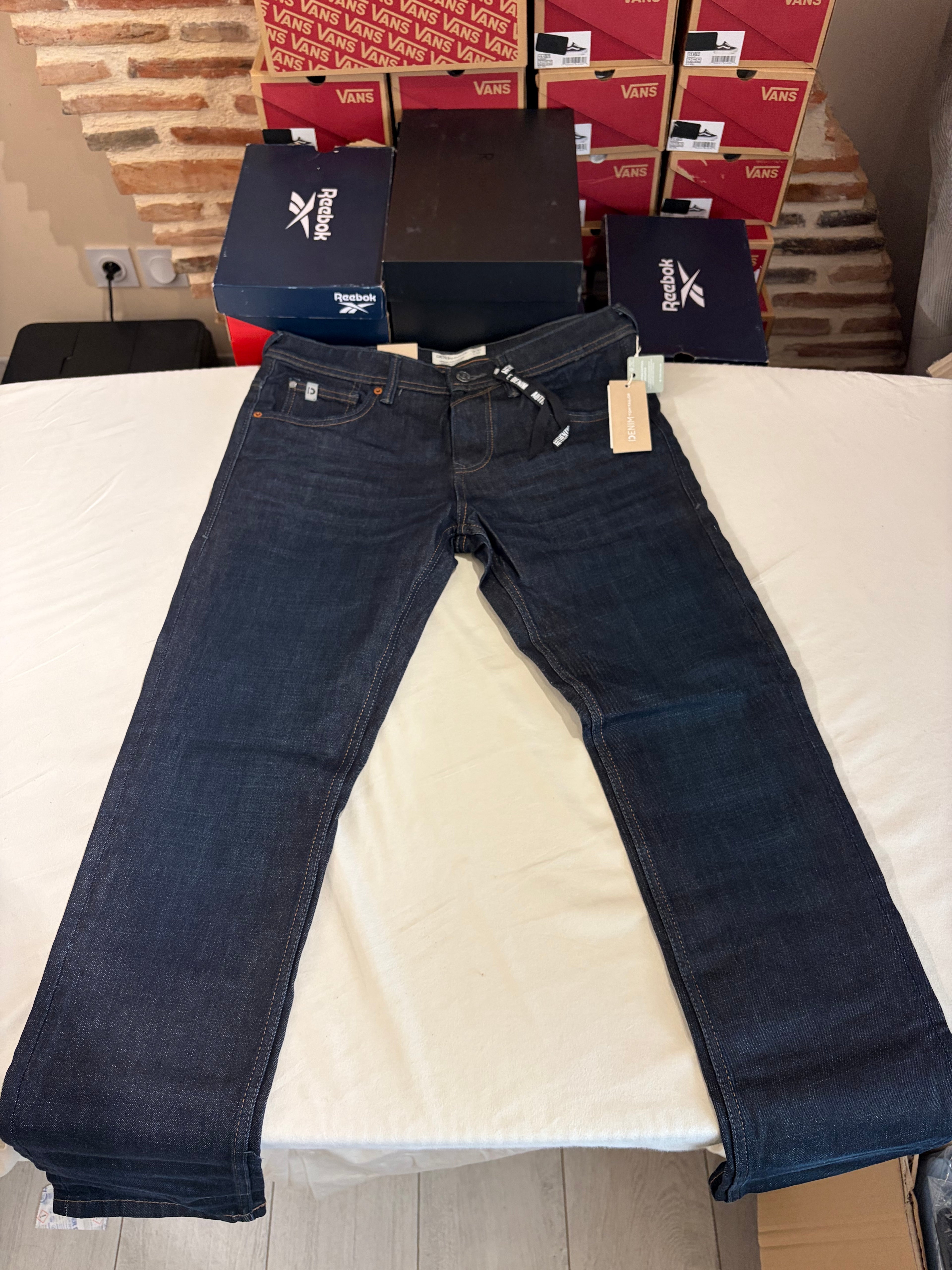 Jean Tom Tailor AEDAN Straight Homme Bleu Denim Brut 30/32 Neuf avec Étiquettes