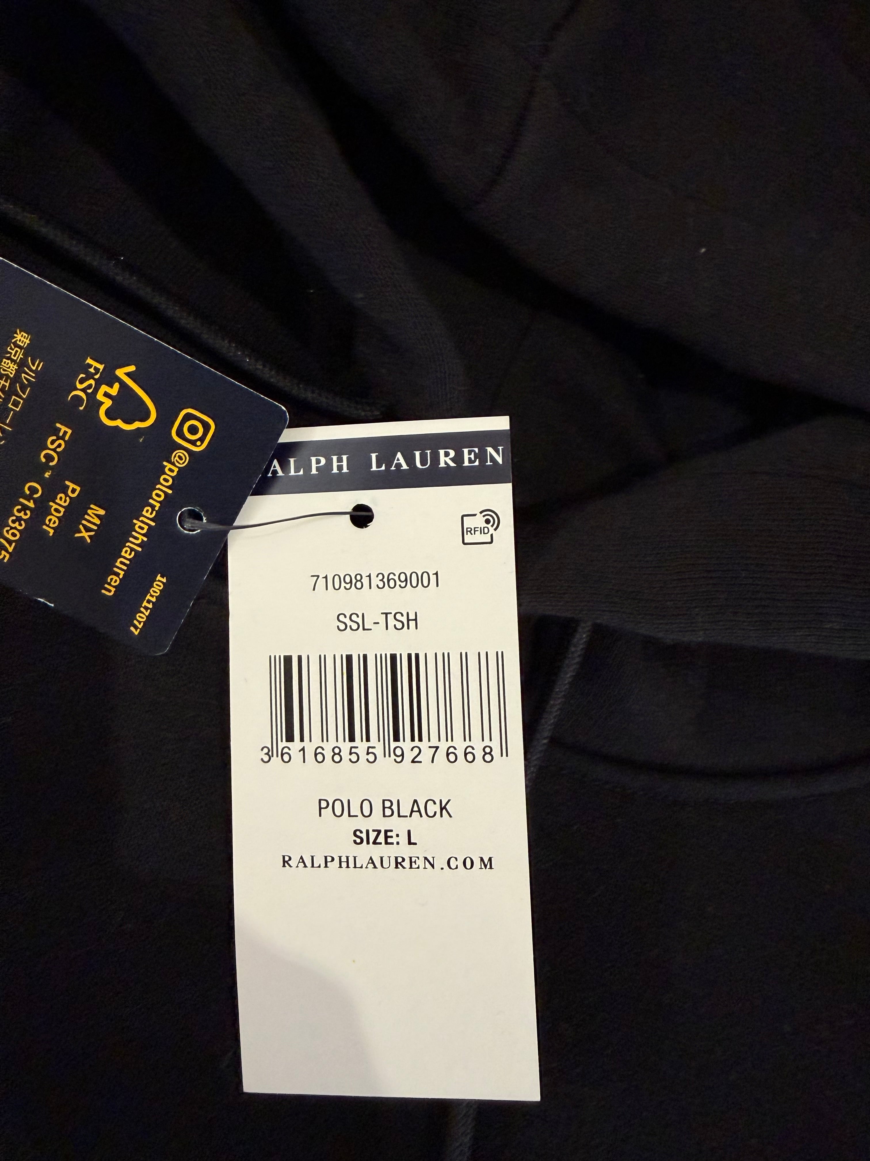 Polo Ralph Lauren Sweat à Capuche Homme Noir Logo Brodé Signature Taille L