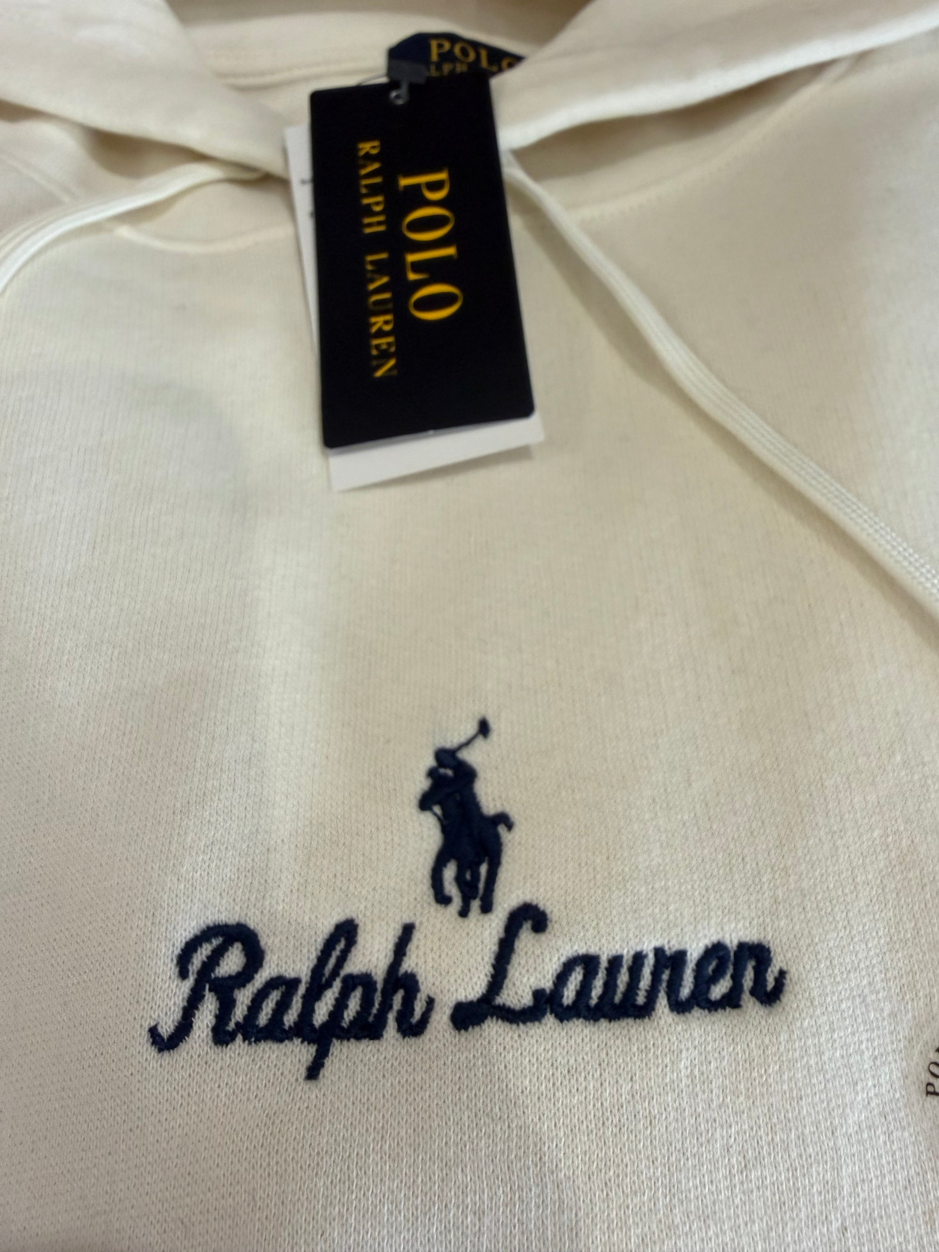 Polo Ralph Lauren Sweat à capuche homme blanc cassé logo brodé – Taille L – Neuf avec étiquette