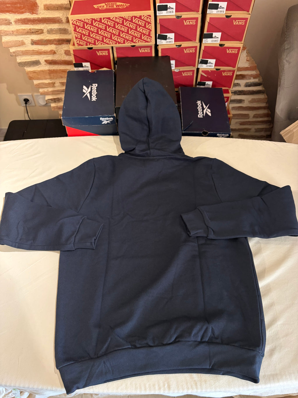 BOSS Sweat à capuche homme bleu marine logo patch – Taille L – Neuf avec étiquette