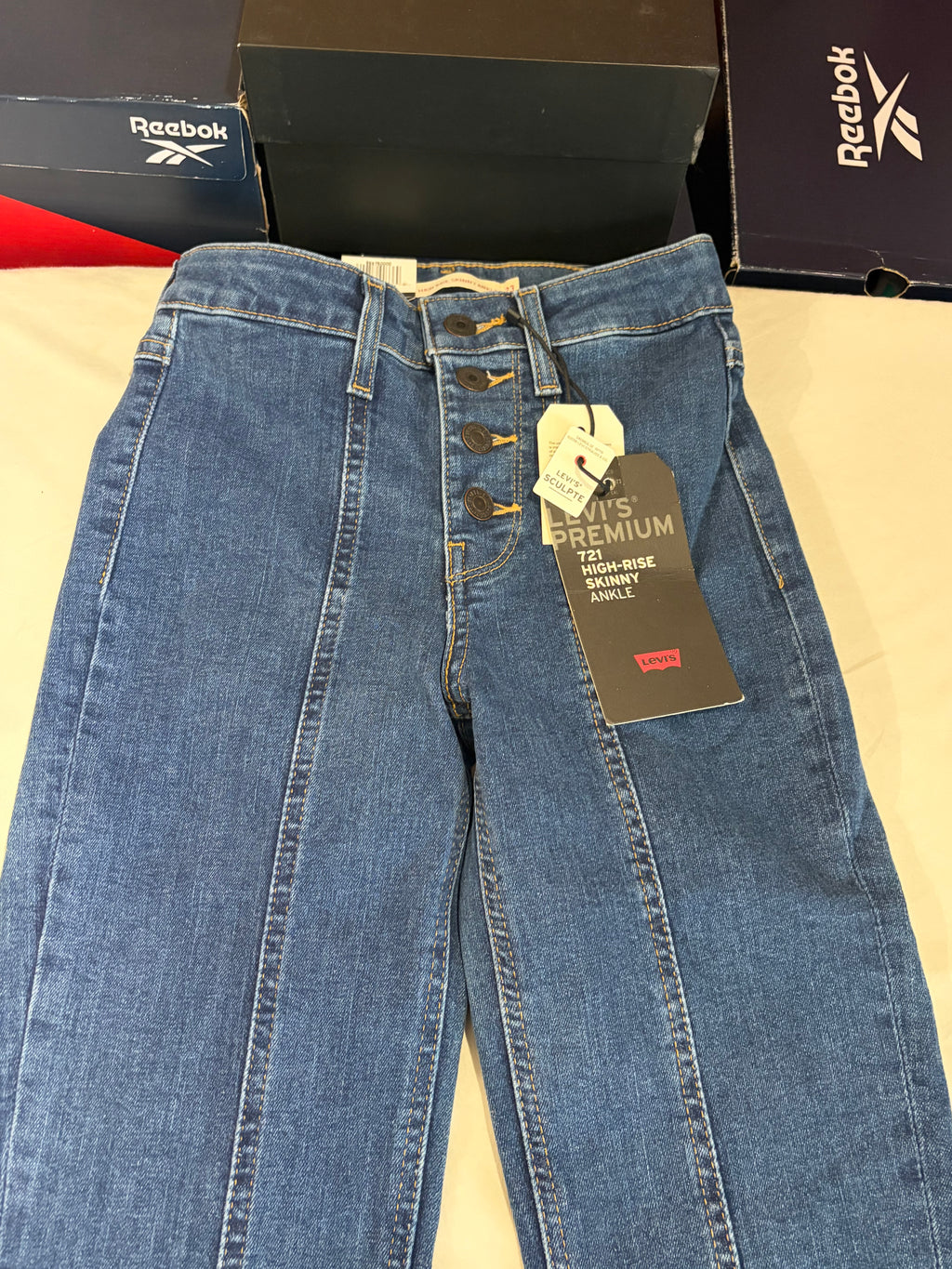 Levi's 721 High Rise Skinny Ankle Femme Neuf - Jean Bleu Denim Taille 23