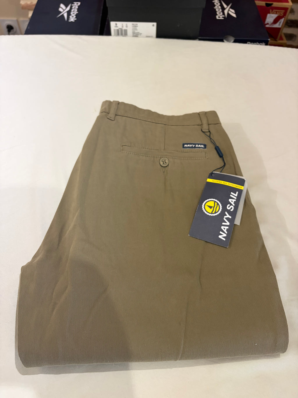 Pantalon Chino Navy Sail Beige Sable Homme W33 Neuf avec étiquette