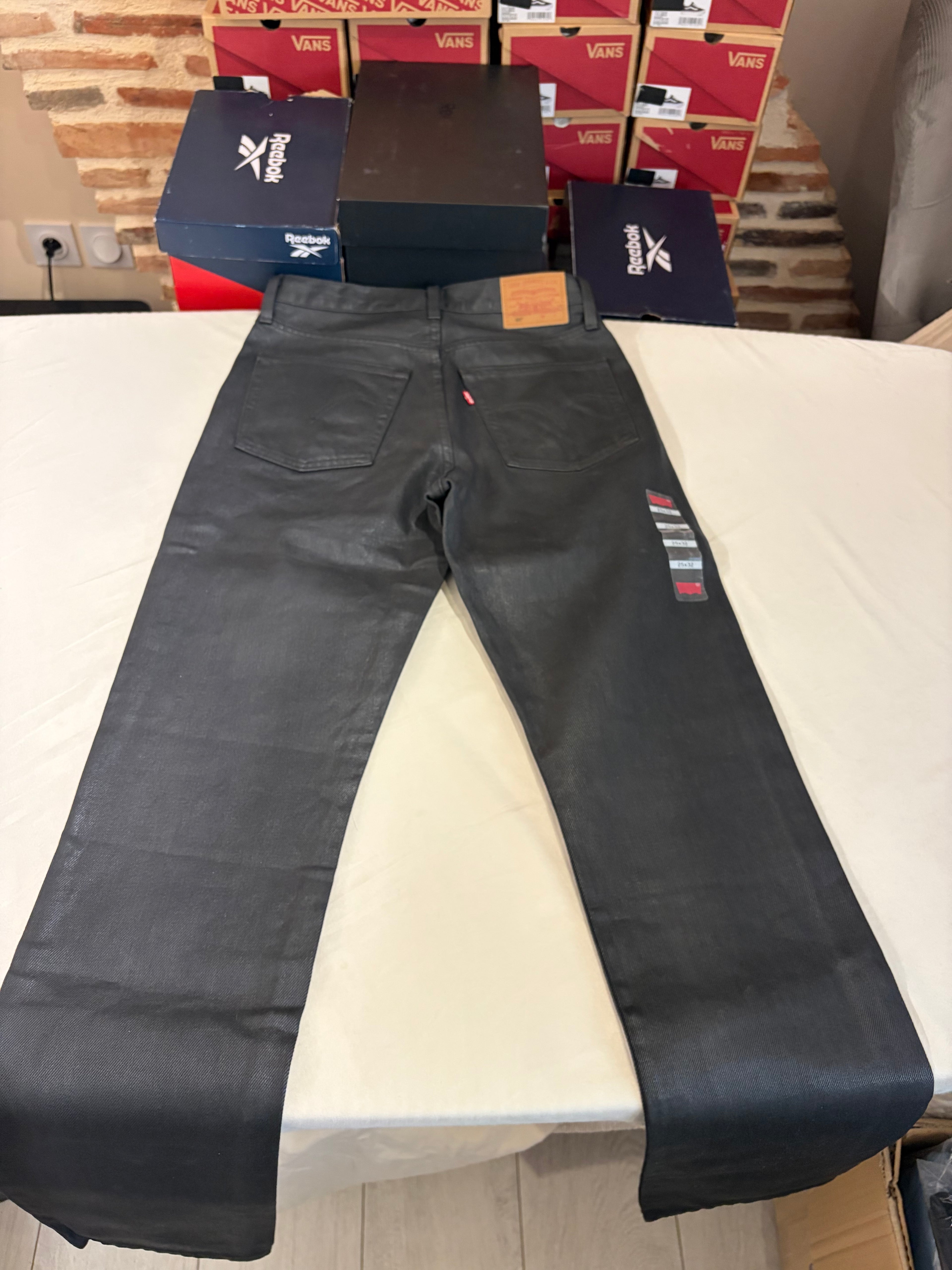 Levi's 501 Original Femme Neuf - Jean Enduit Gris Anthracite Taille 25x32