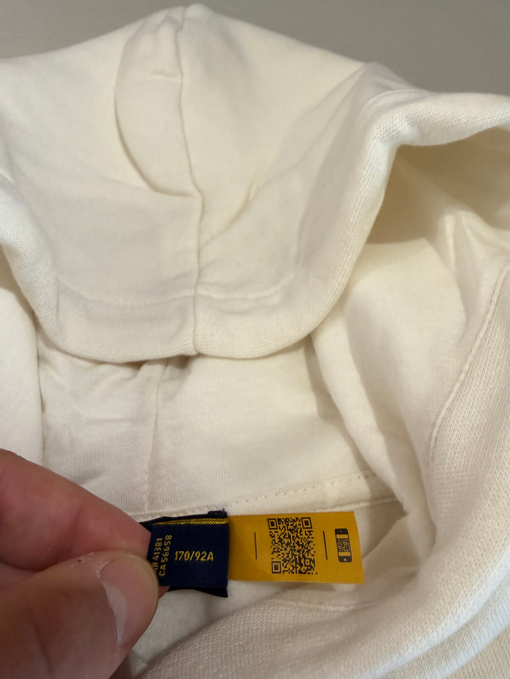 Sweat à capuche Polo Ralph Lauren blanc cassé brodé – Homme – Taille XL
