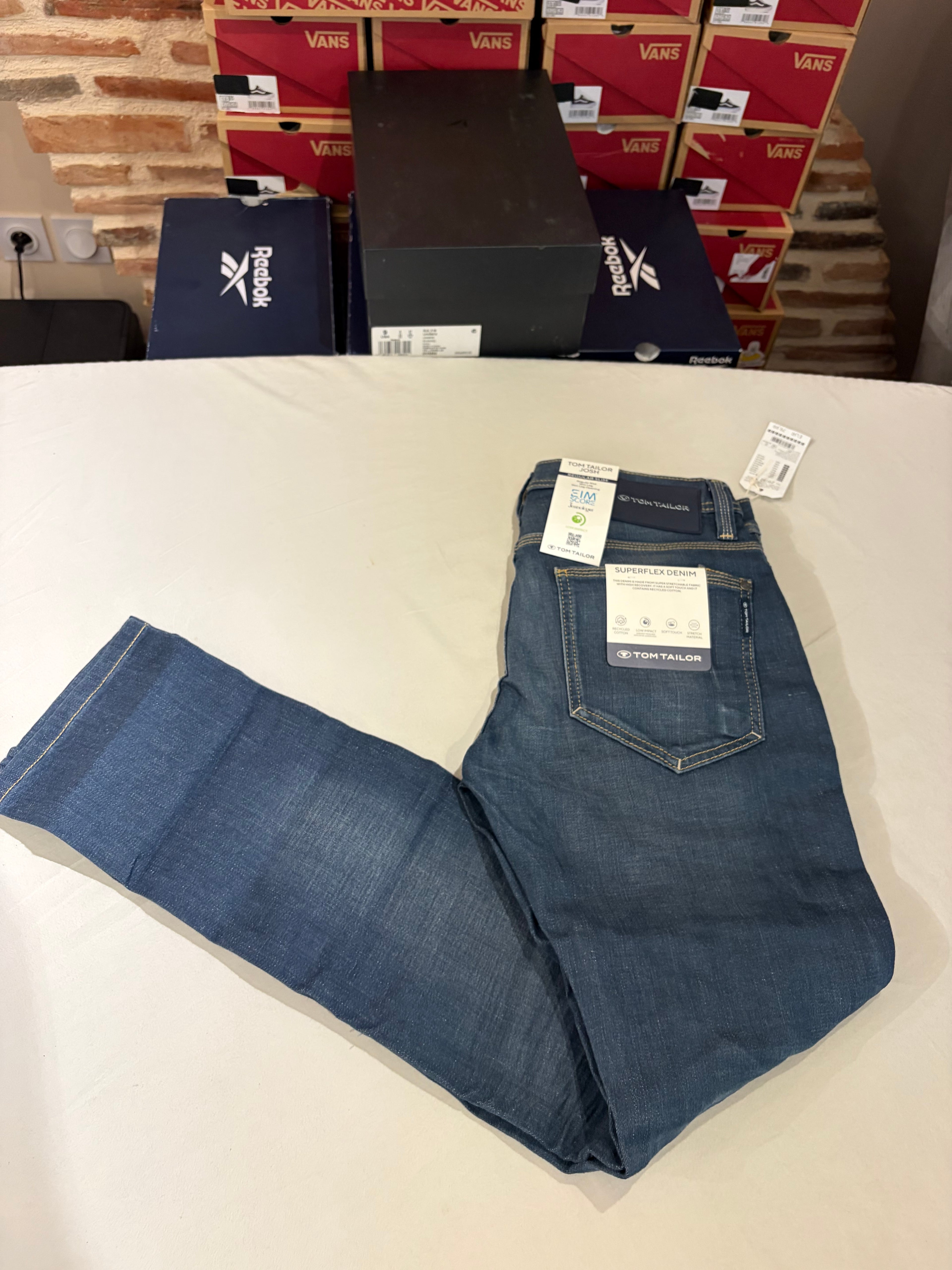 Jean Tom Tailor Josh Regular Slim SuperFlex Denim Homme Bleu – Neuf avec étiquettes – Taille 29/32
