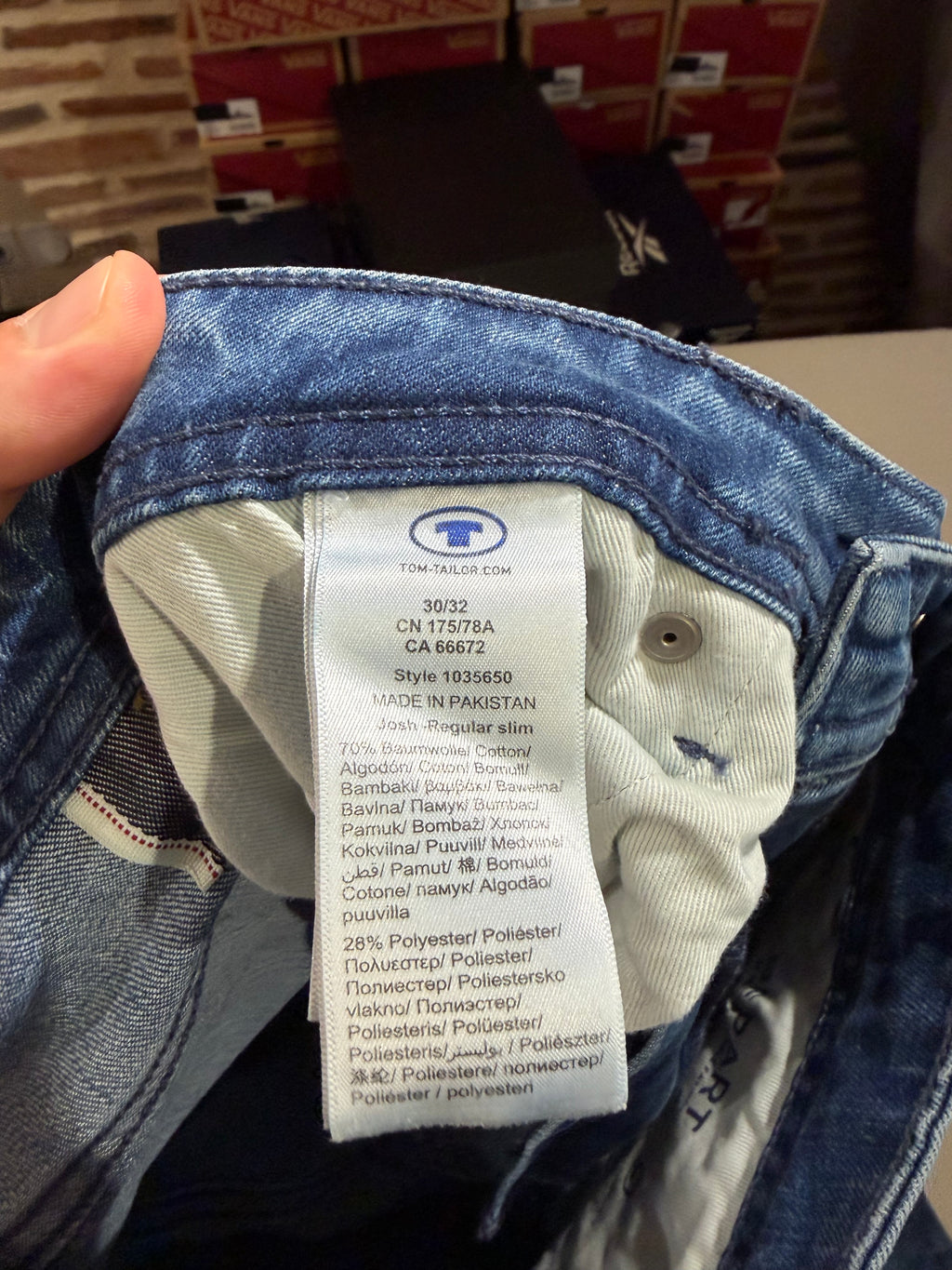 Jean Tom Tailor Josh Regular Slim Coolmax EcoMade Homme Bleu – Neuf avec étiquettes – Taille 30/32