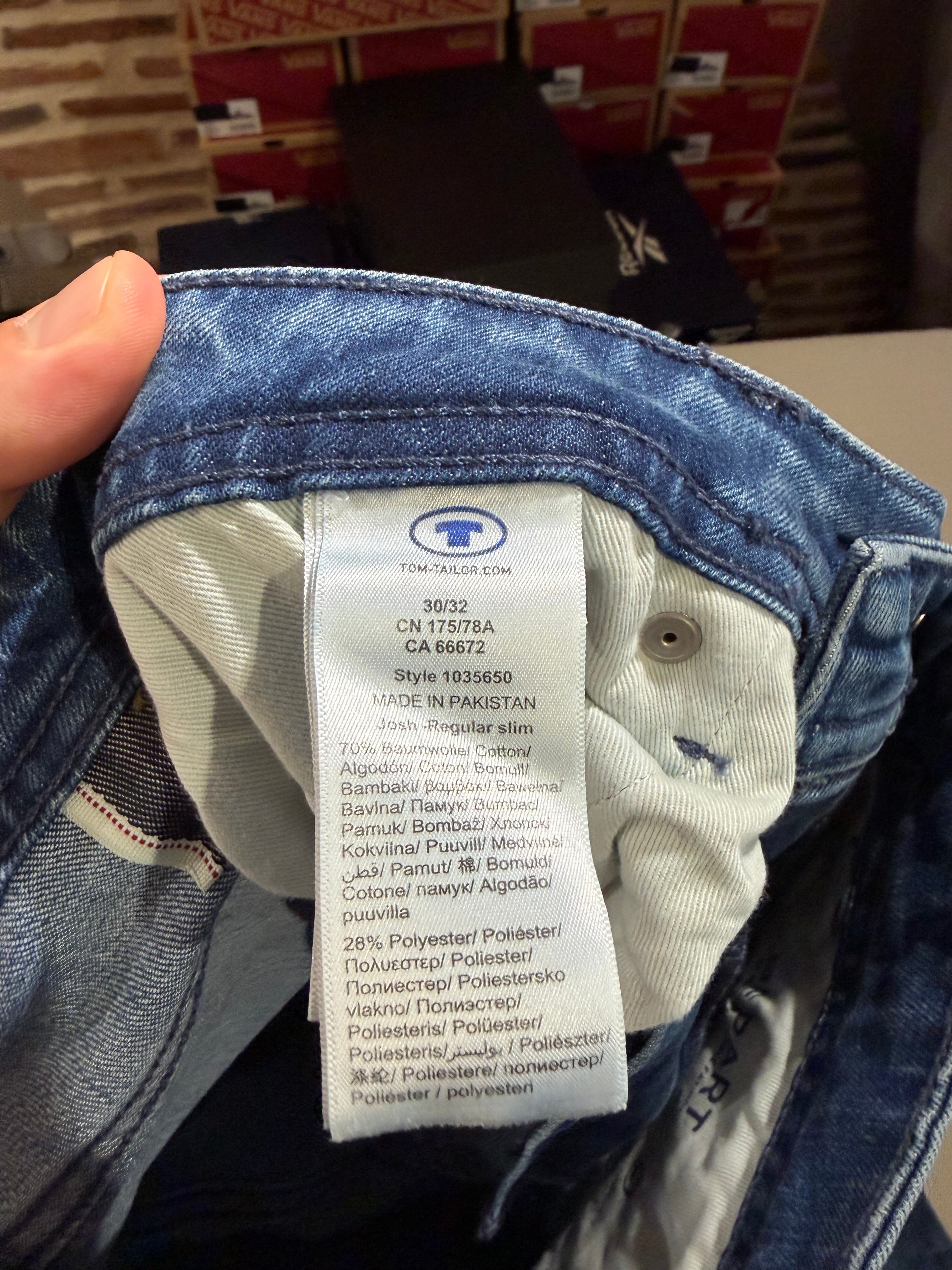 Jean Tom Tailor Josh Regular Slim Coolmax EcoMade Homme Bleu – Neuf avec étiquettes – Taille 30/32