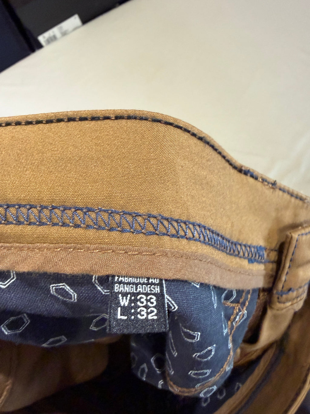 Pantalon Chino Blend Marron Coffee Liqueur Homme 33/32 Neuf avec Étiquette