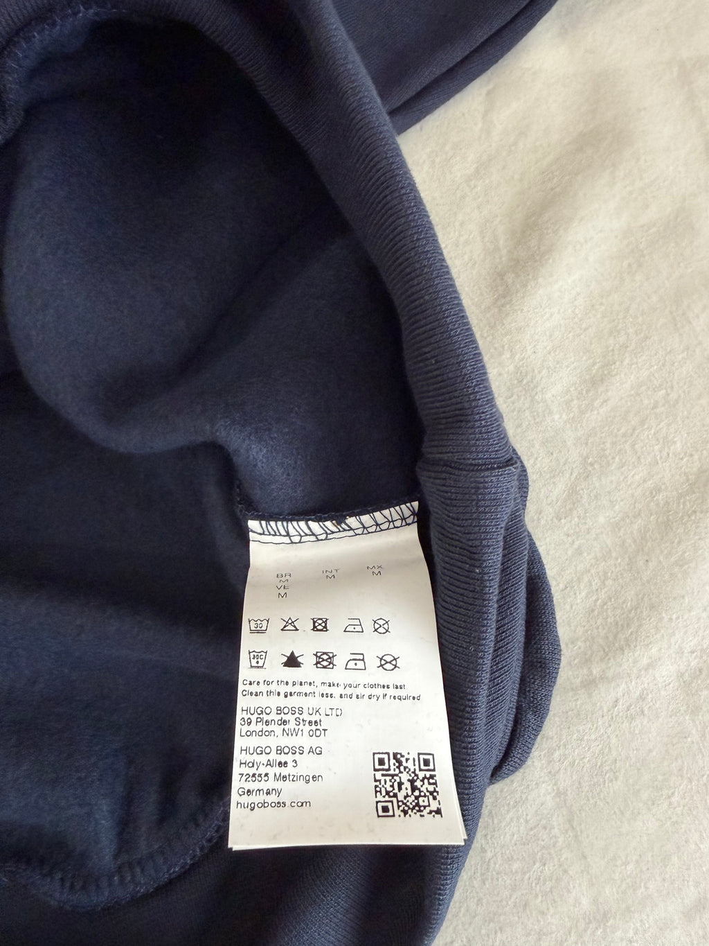 Sweat à capuche BOSS Homme Bleu Marine Dark Blue Taille M - Logo Patch - Neuf