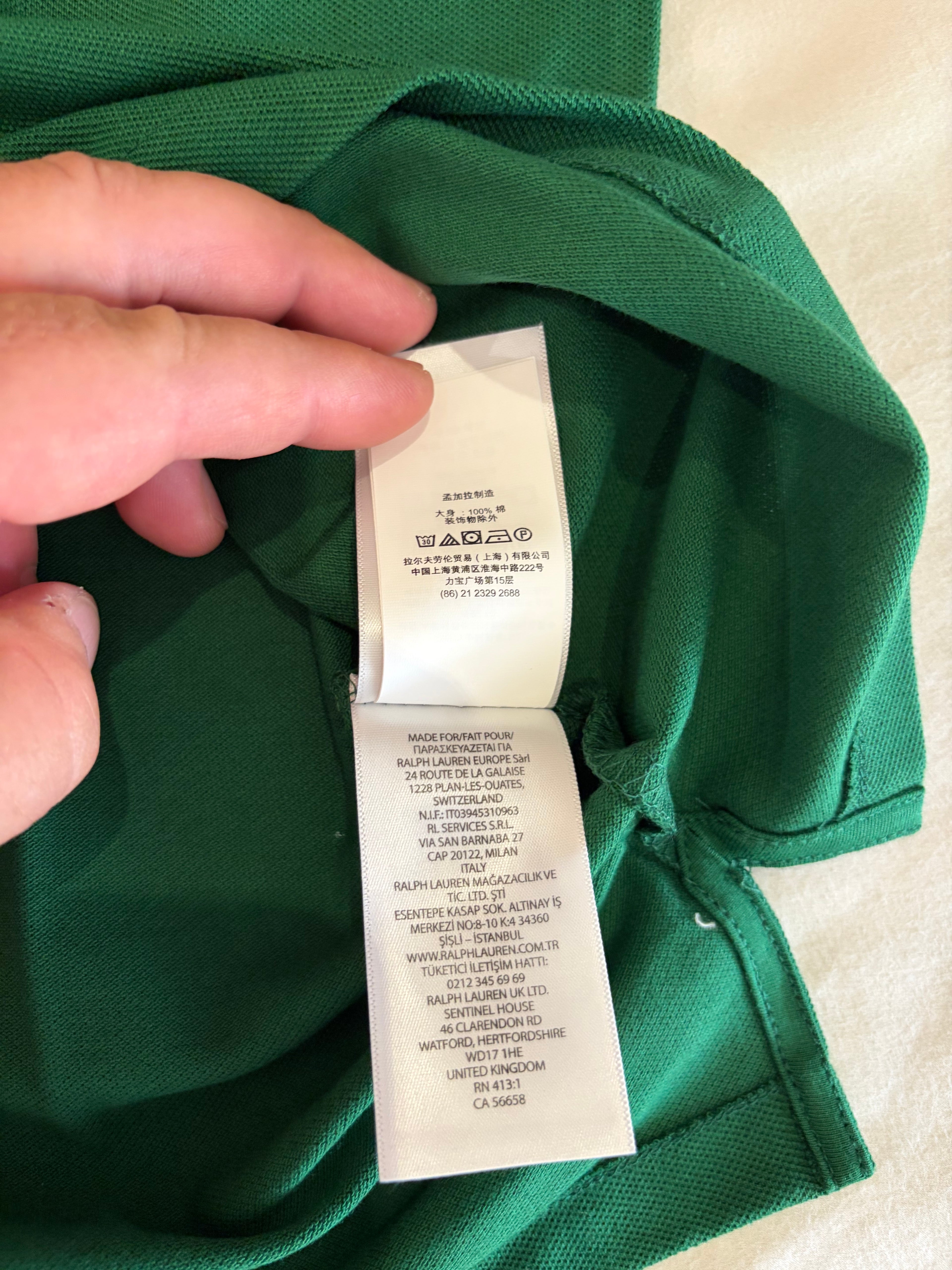 Polo Ralph Lauren Custom Slim Fit Homme Vert Logo Violet – Taille L – Neuf avec étiquette