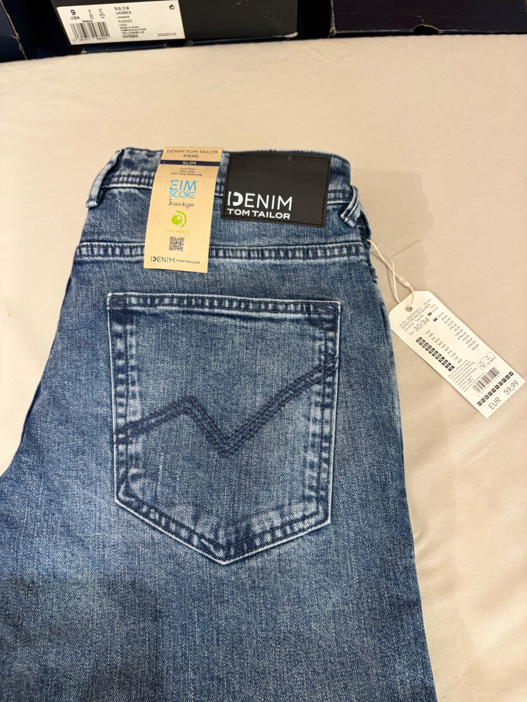 Tom Tailor Denim PIERS Jean Homme Slim Bleu Clair 30/34 Neuf avec Étiquettes
