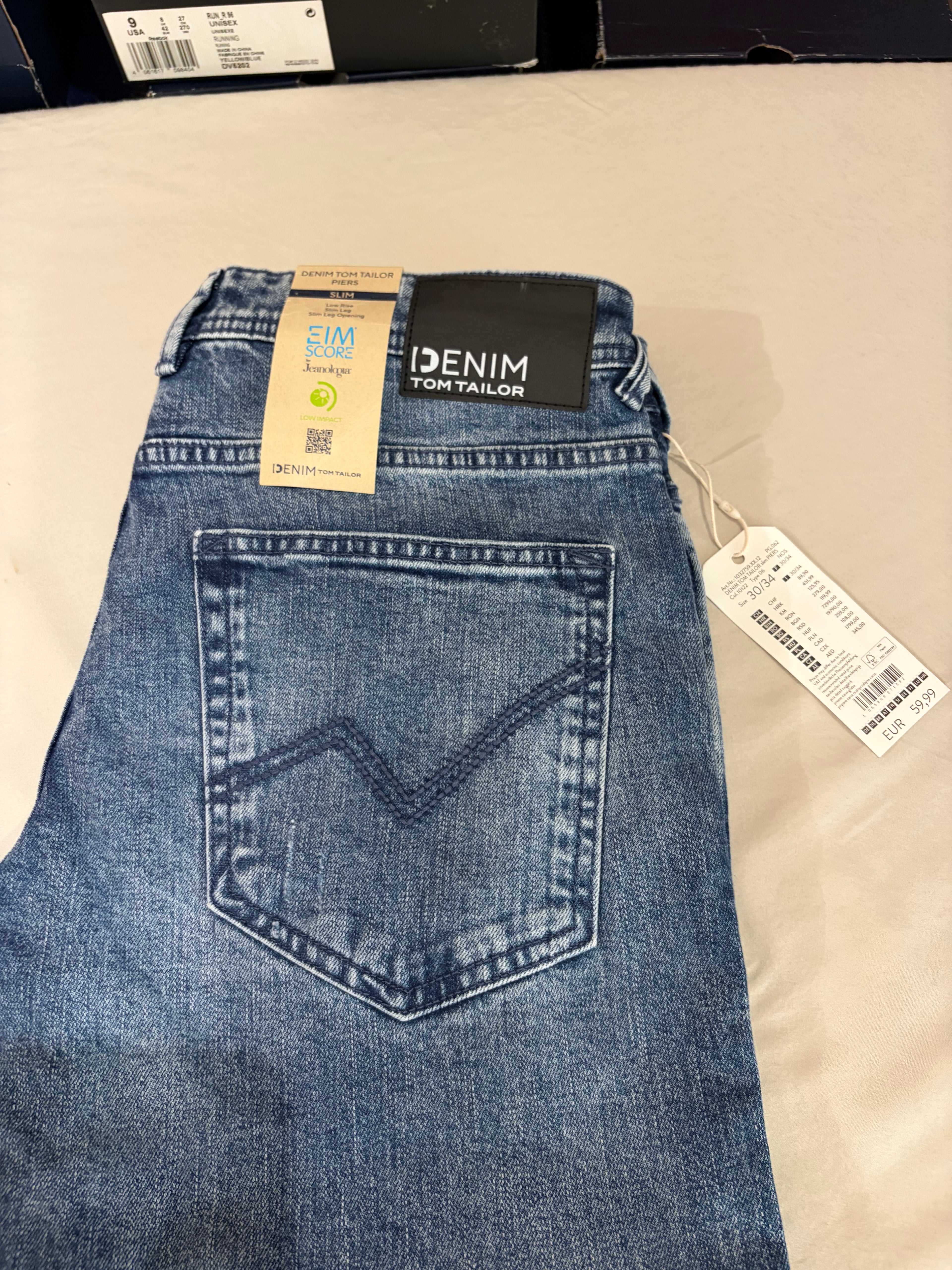 Tom Tailor Denim PIERS Jean Homme Slim Bleu Clair 30/34 Neuf avec Étiquettes