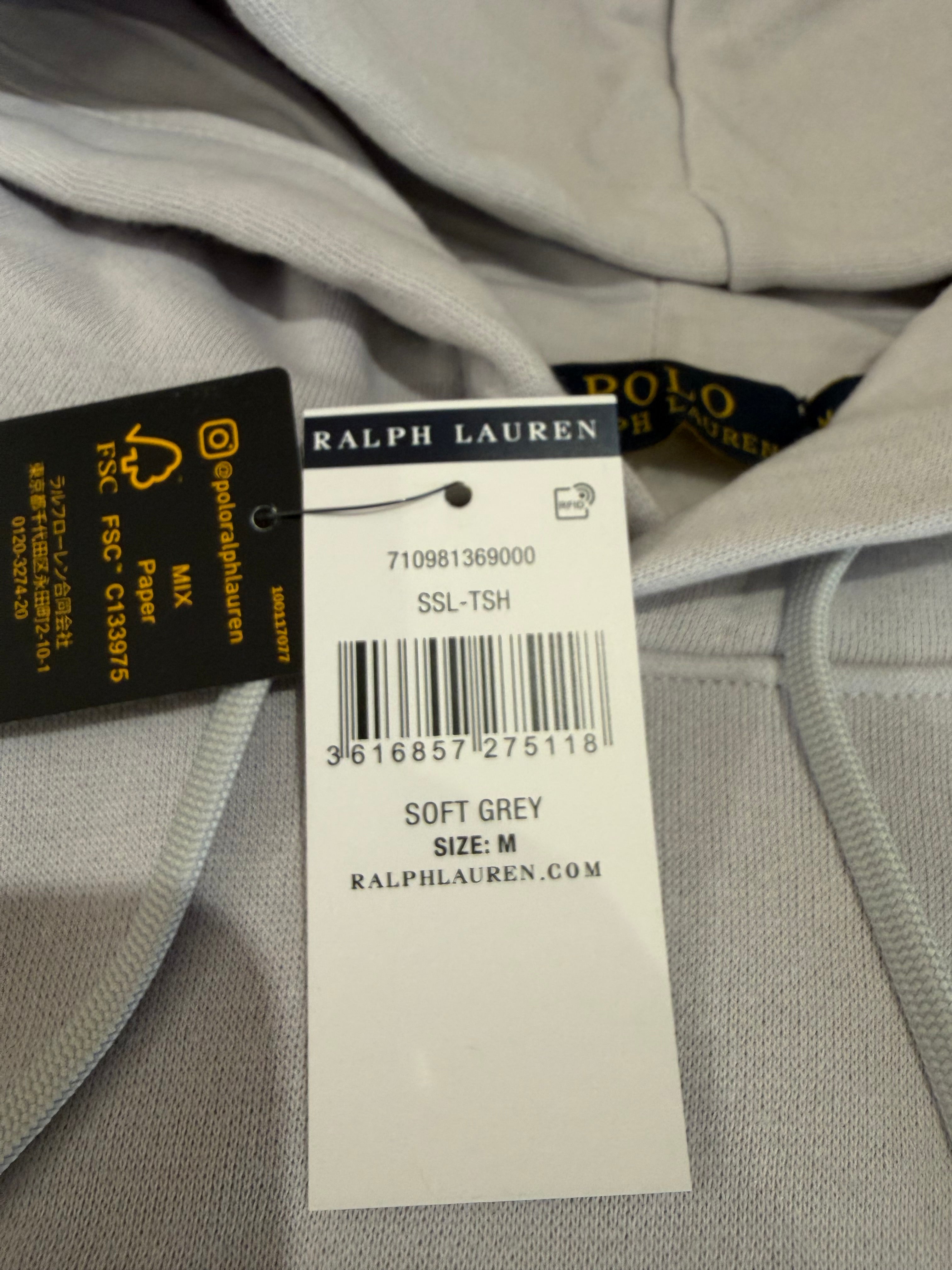 Sweat à capuche Polo Ralph Lauren gris perle brodé – Homme – Taille M