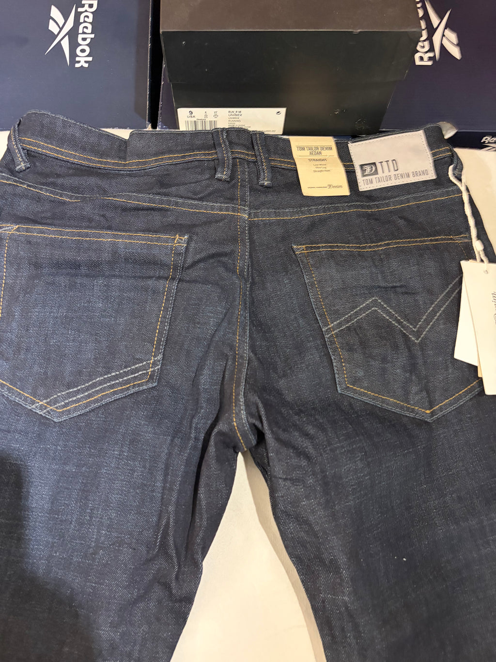 Jean Tom Tailor Denim Aedan Straight Homme Bleu Brut Foncé – Neuf avec étiquettes – Taille 32/32