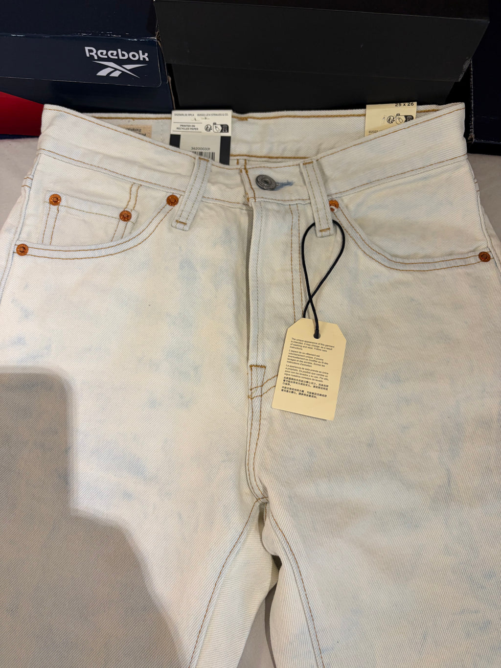 Jean Levi's 501 Original Cropped Femme Blanc Écru 25x26