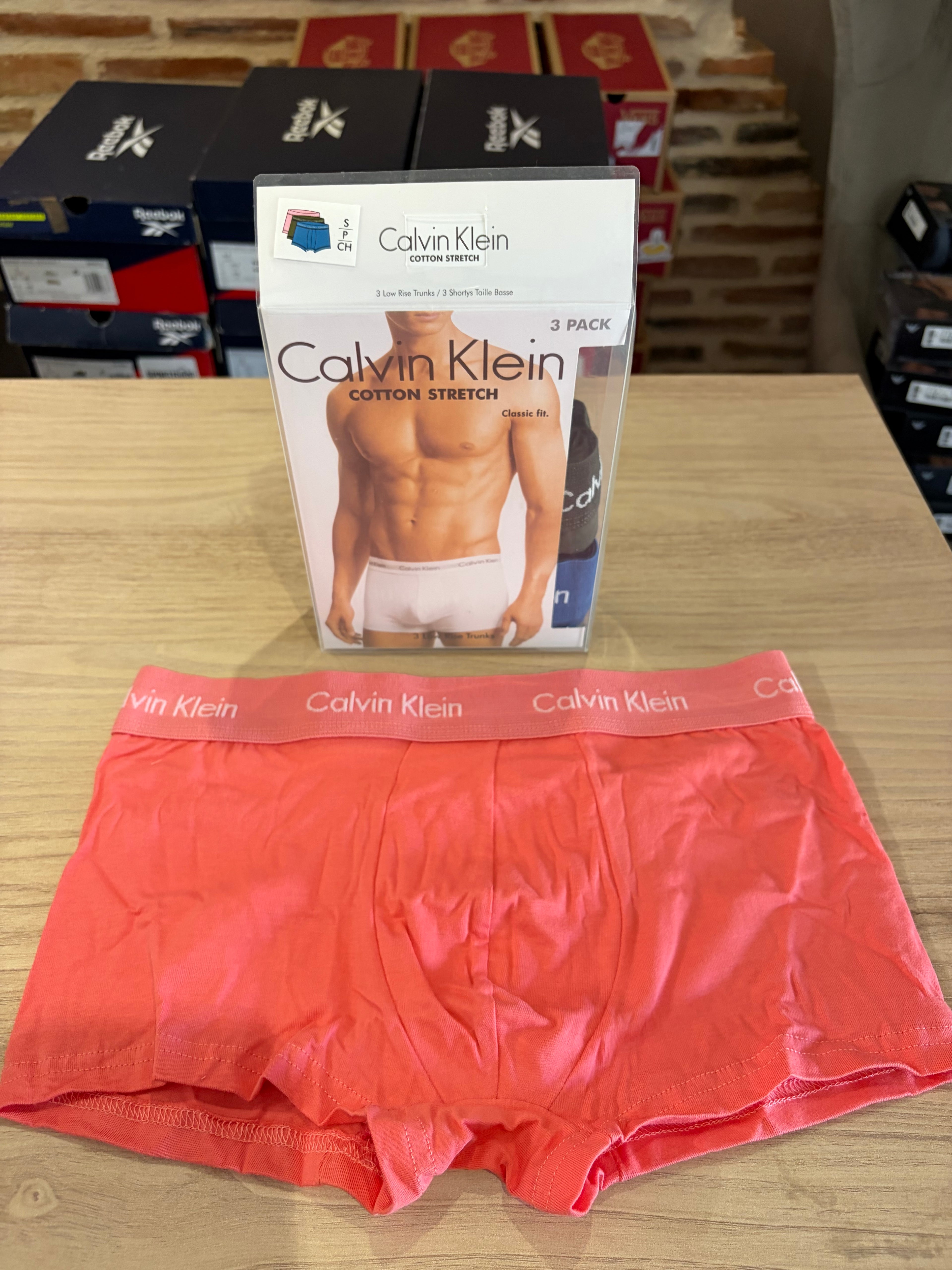 Calvin Klein Cotton Stretch 3 Pack Boxer Homme Rose Noir Bleu Taille S Neuf