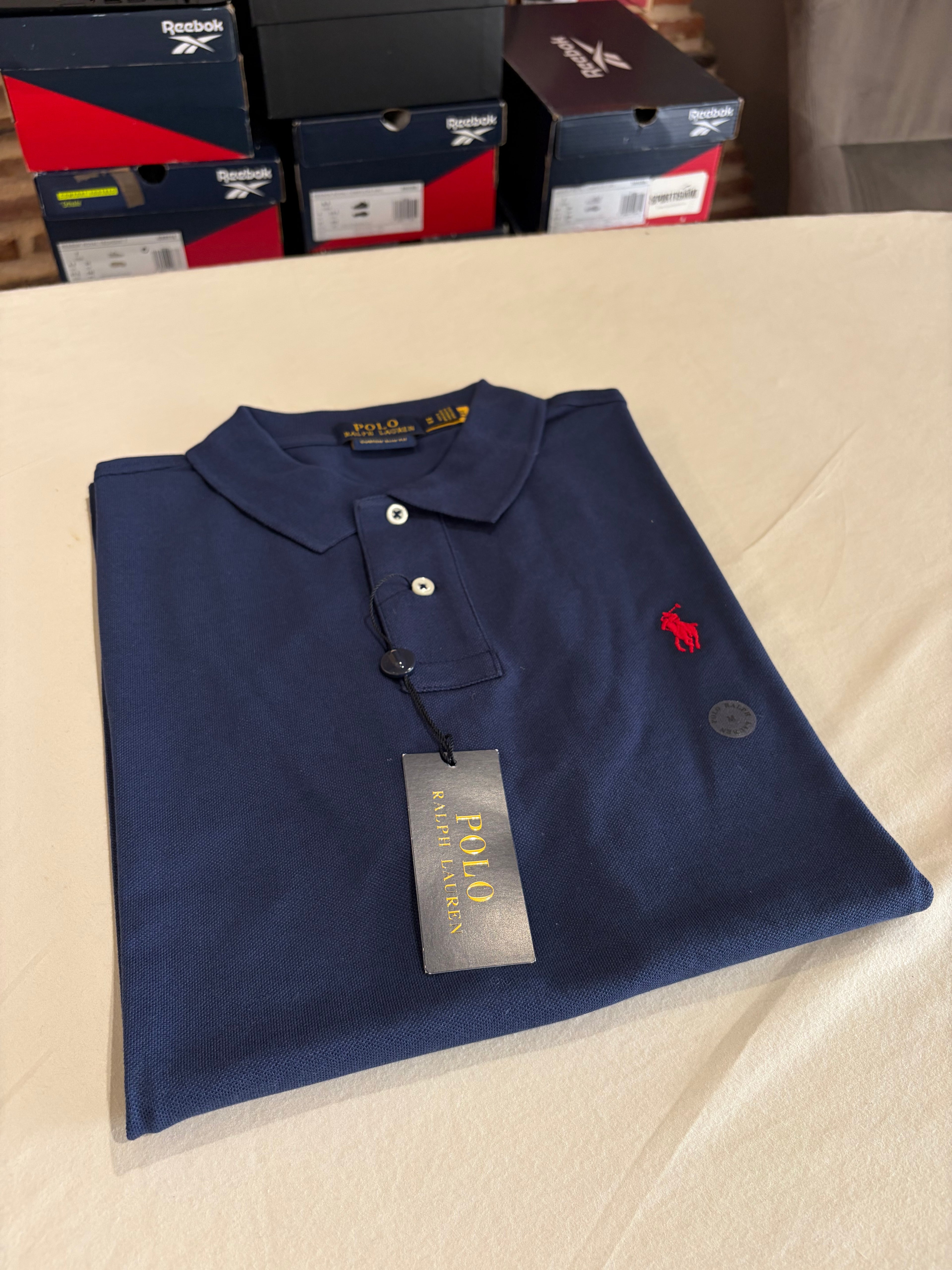 Polo Ralph Lauren Custom Slim Fit Bleu Marine Logo Rouge Homme Taille M – Neuf avec étiquette