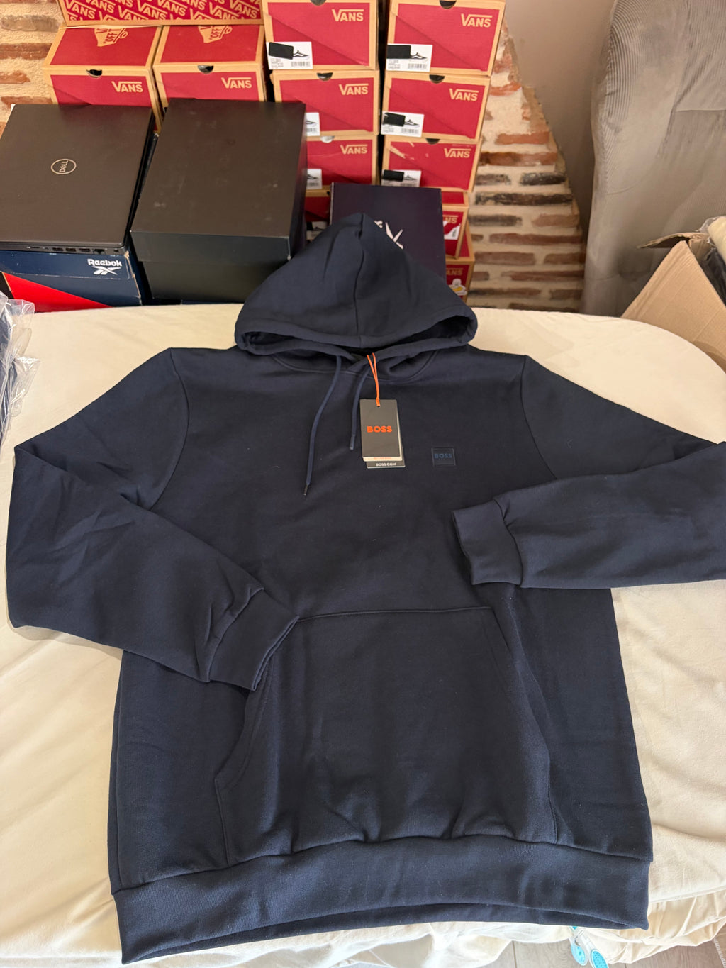 Sweat à capuche BOSS Homme Bleu Marine Taille XXL - Logo Patch - Neuf