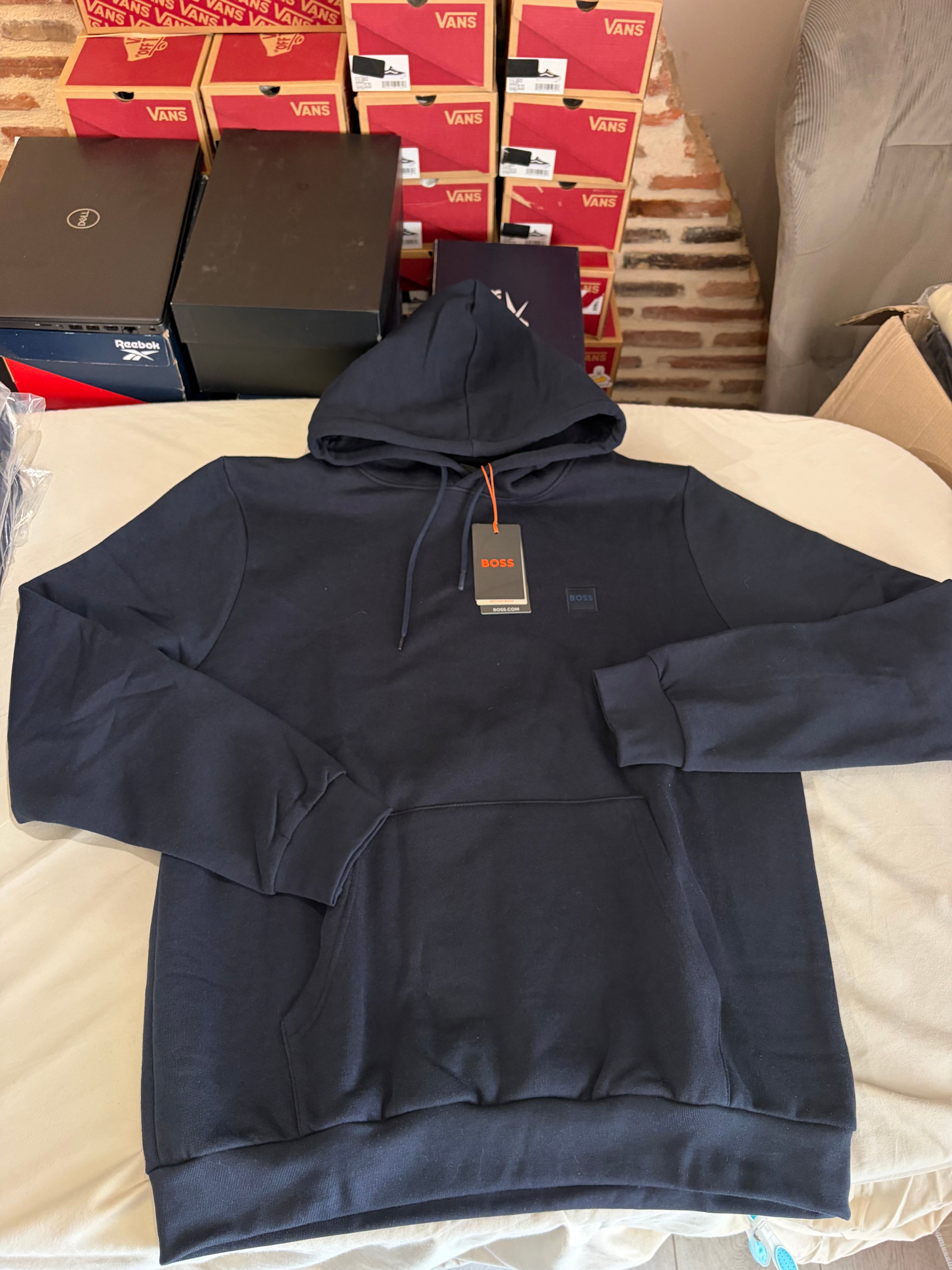 Sweat à capuche BOSS Homme Bleu Marine Taille XXL - Logo Patch - Neuf
