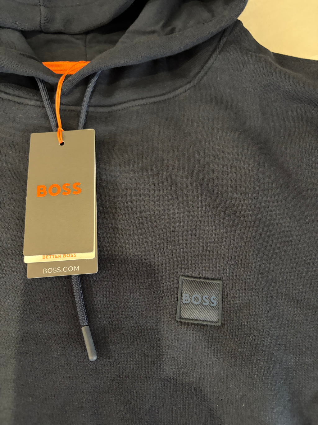 Sweat à capuche BOSS Homme Bleu Marine Taille XL - Logo Patch - Neuf