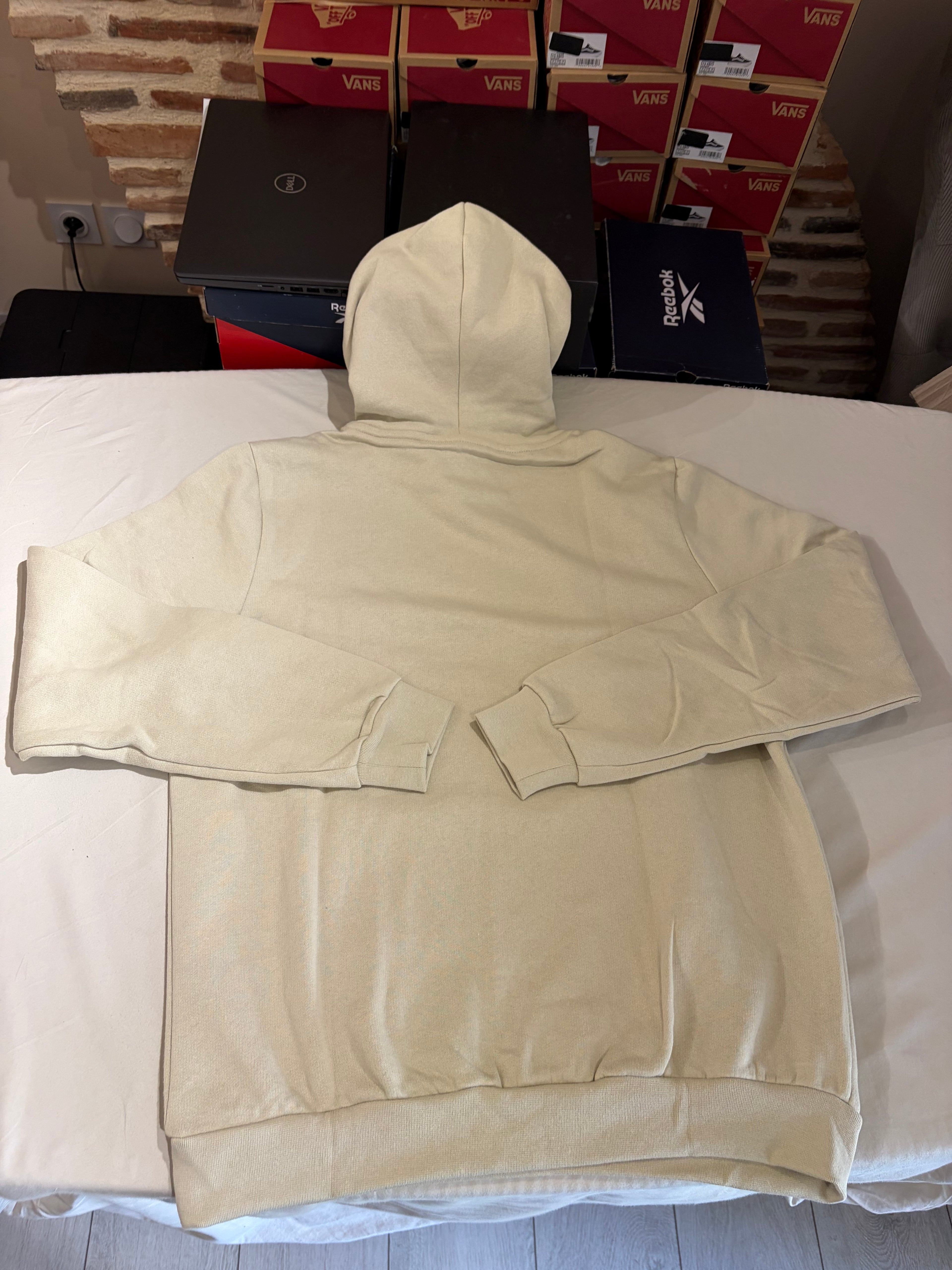 BOSS – Sweat à Capuche Homme Beige Clair Logo Patch – Taille XXL