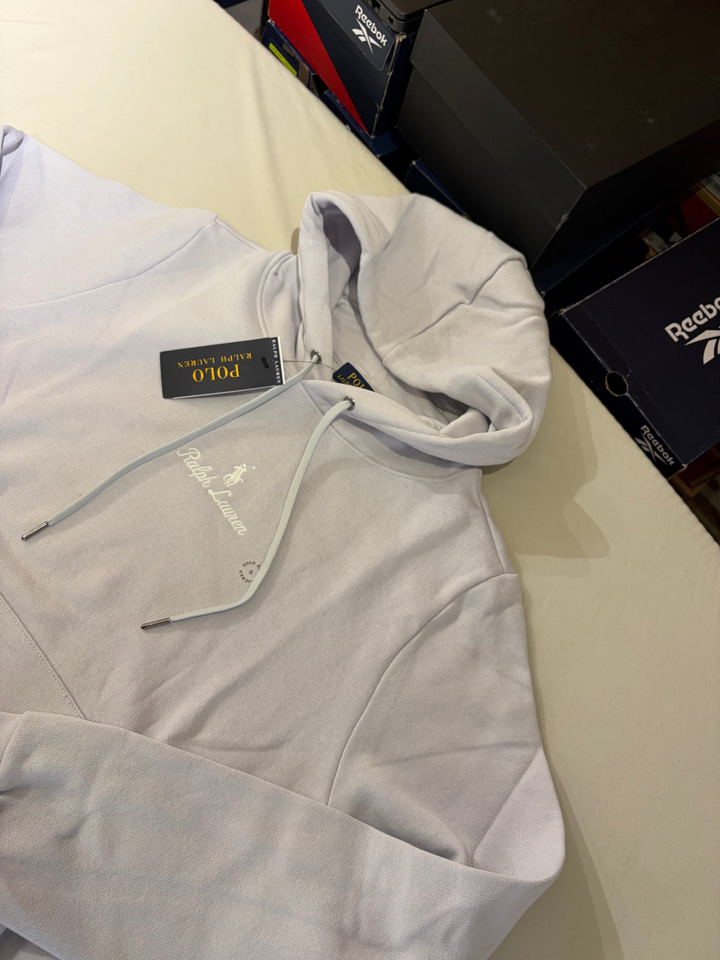 Polo Ralph Lauren – Sweat à Capuche Homme Gris Perle Soft Grey Brodé – Taille S
