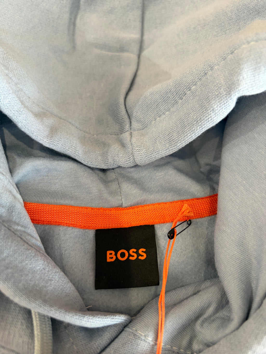 Sweat à capuche BOSS Homme Bleu Ciel Taille L - Logo Patch - Neuf