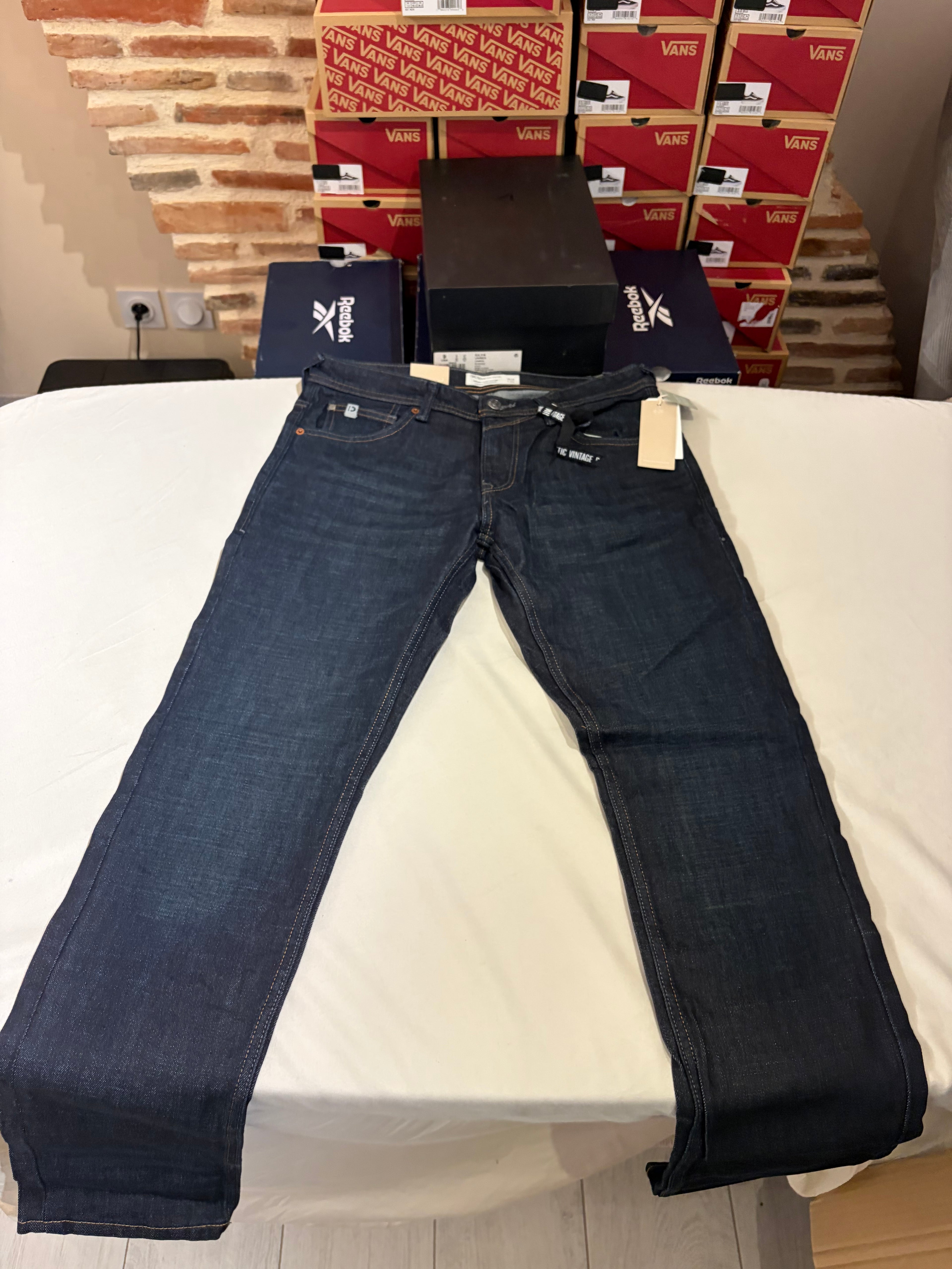 Jean Tom Tailor Denim Aedan Straight Homme Bleu Brut Foncé – Neuf avec étiquettes – Taille 31/32