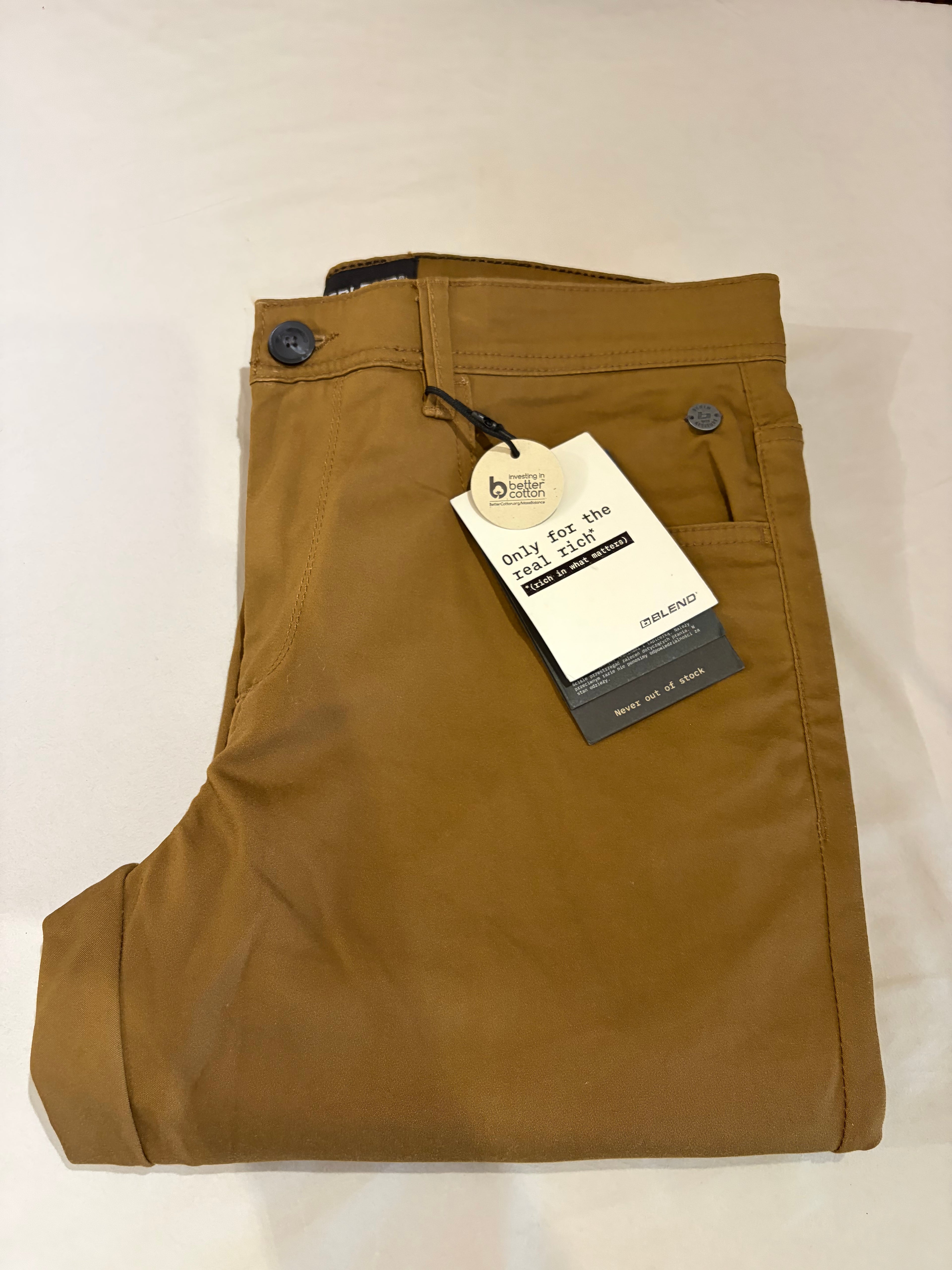 Pantalon Chino Blend Marron Coffee Liqueur Homme 33/32 Neuf avec Étiquette
