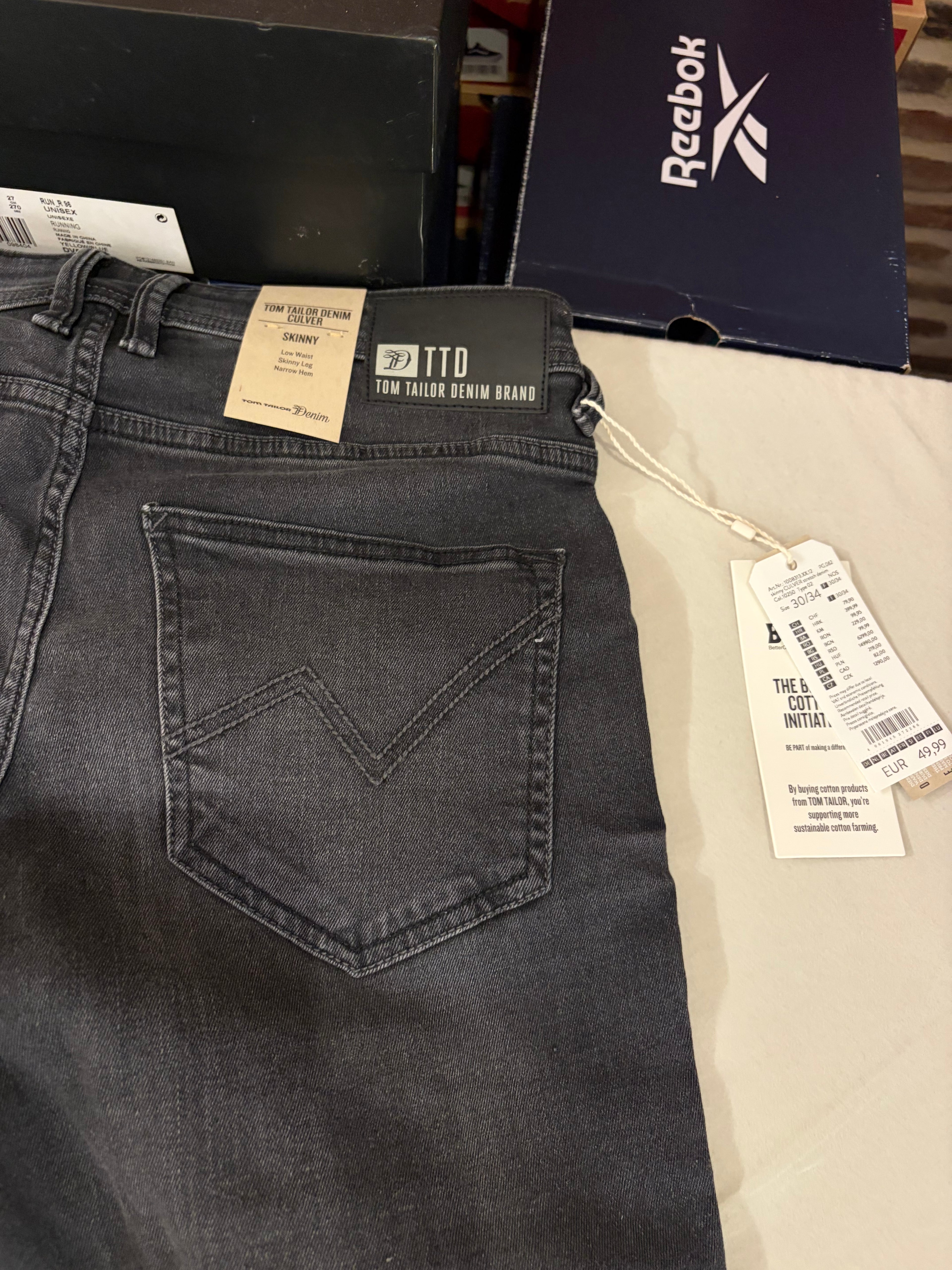 Tom Tailor Denim CULVER Jean Homme Skinny Gris Délavé 30/34 Neuf avec Étiquettes