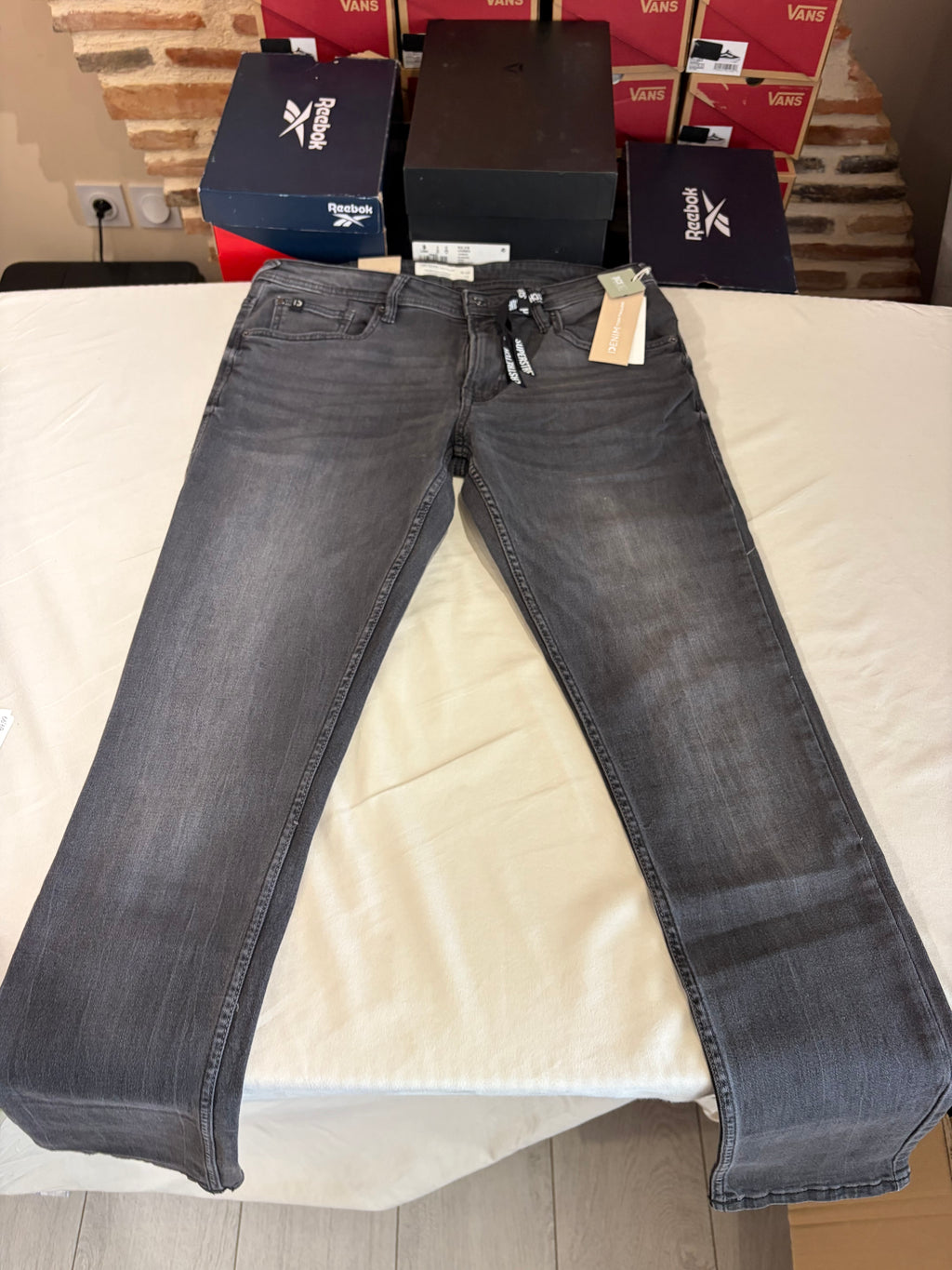 Jean Tom Tailor CULVER Skinny Stretch Homme Gris Délavé 34/34 Neuf avec Étiquettes
