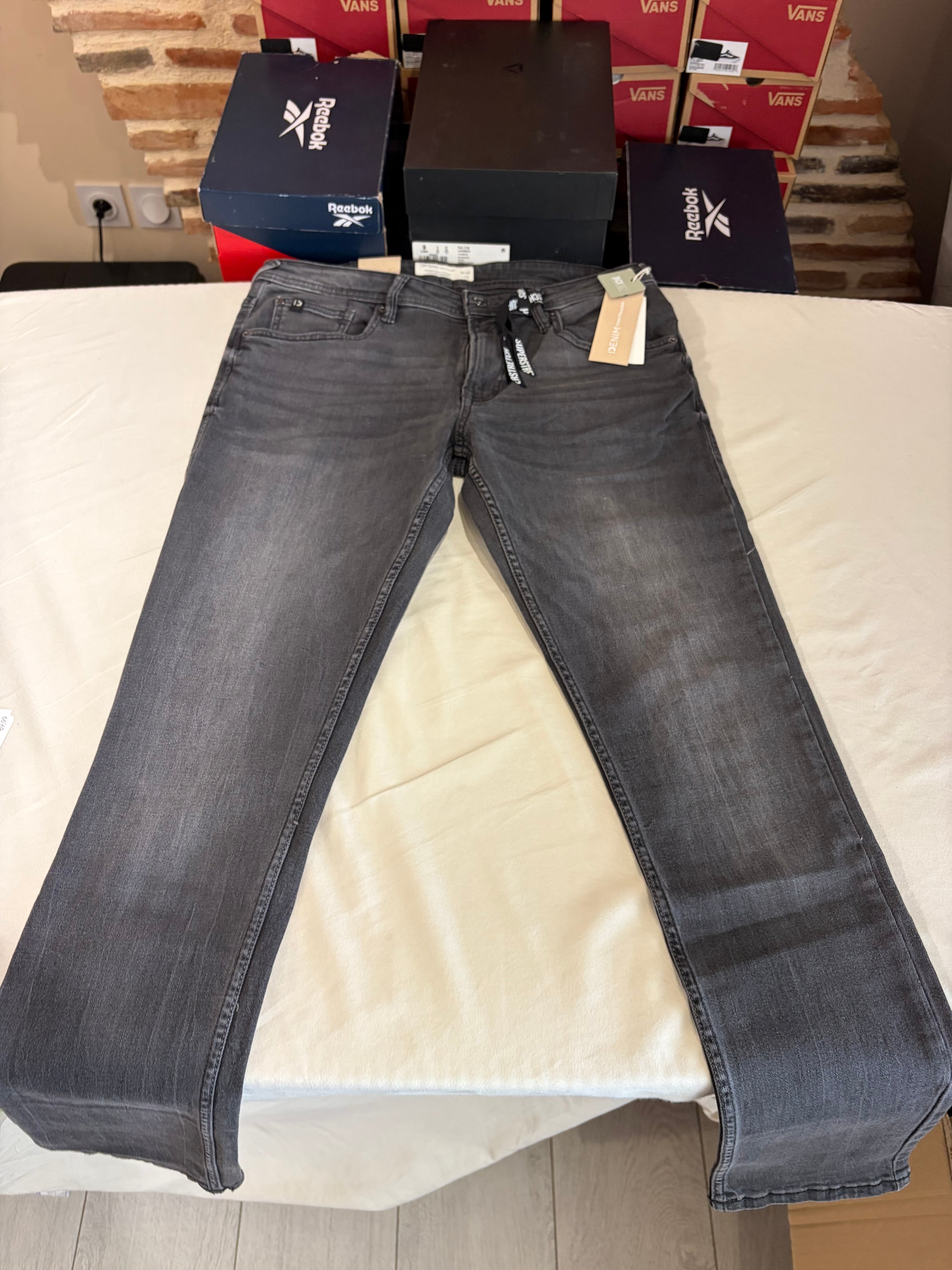 Jean Tom Tailor CULVER Skinny Stretch Homme Gris Délavé 34/34 Neuf avec Étiquettes