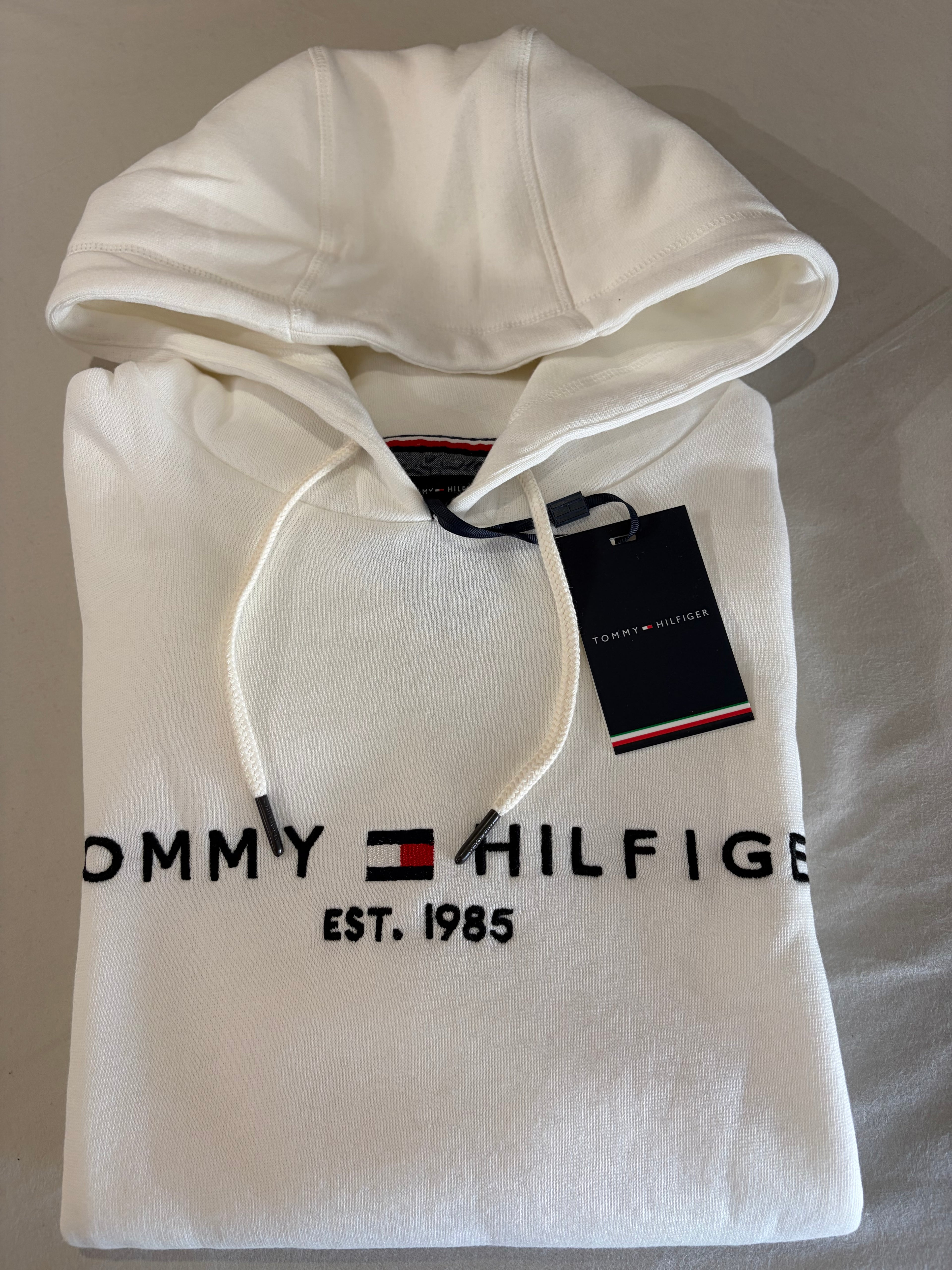 Sweat à capuche Tommy Hilfiger Logo Hoody MW0MW10752 Blanc Écru Homme Taille M