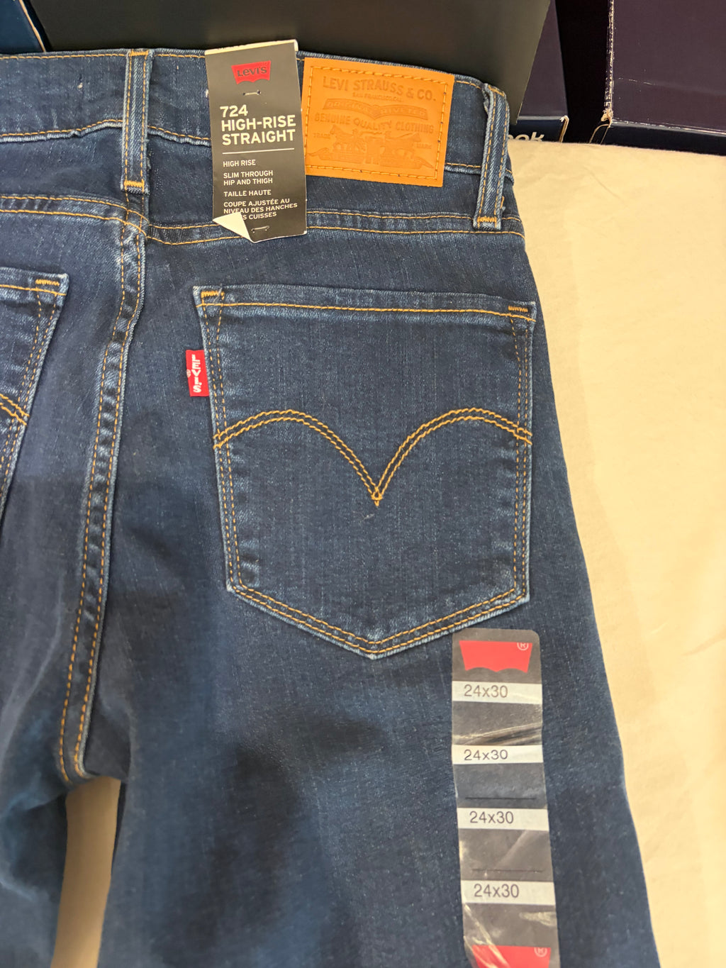 Levi's Premium 724 High-Rise Straight Femme Bleu Foncé 24x30 | Jean Taille Haute Neuf